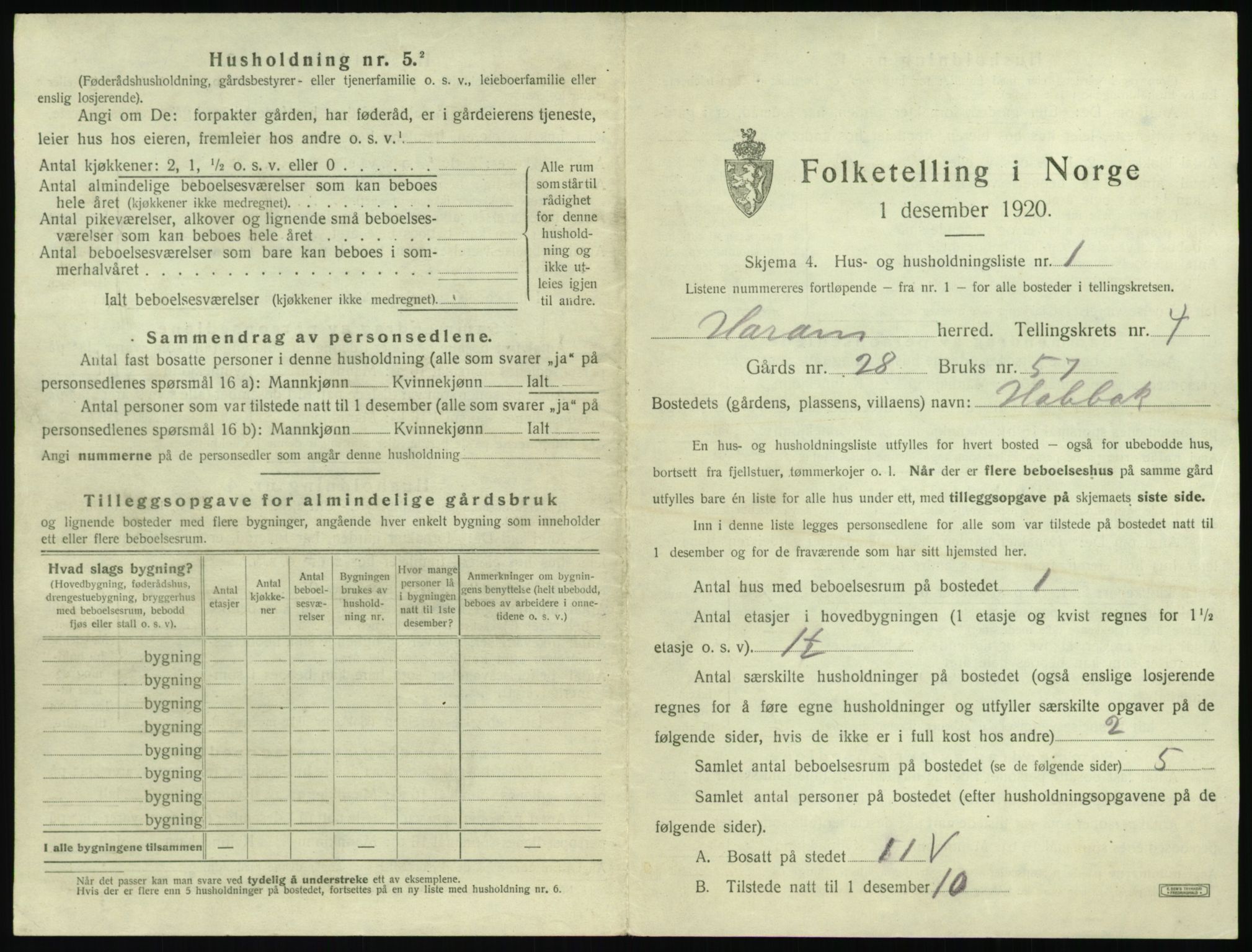 SAT, 1920 census for Haram, 1920, p. 221