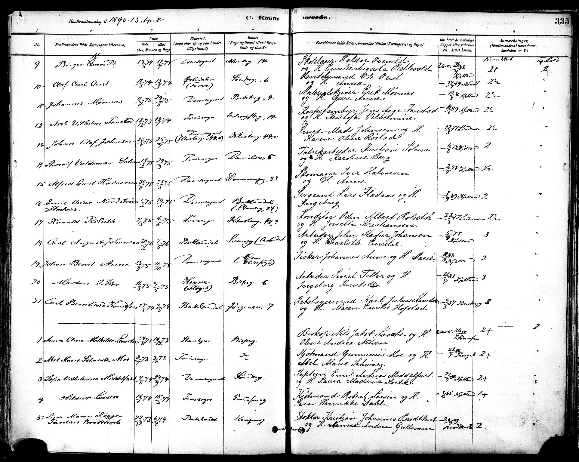 Ministerialprotokoller, klokkerbøker og fødselsregistre - Sør-Trøndelag, SAT/A-1456/601/L0057: Parish register (official) no. 601A25, 1877-1891, p. 335