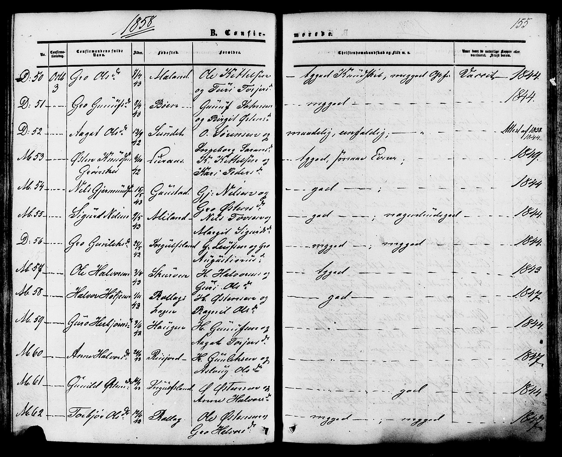 Tinn kirkebøker, SAKO/A-308/F/Fa/L0006: Parish register (official) no. I 6, 1857-1878, p. 155