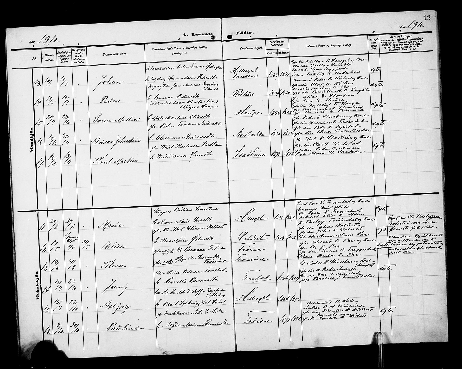 Ministerialprotokoller, klokkerbøker og fødselsregistre - Møre og Romsdal, AV/SAT-A-1454/517/L0231: Parish register (copy) no. 517C04, 1904-1918, p. 12