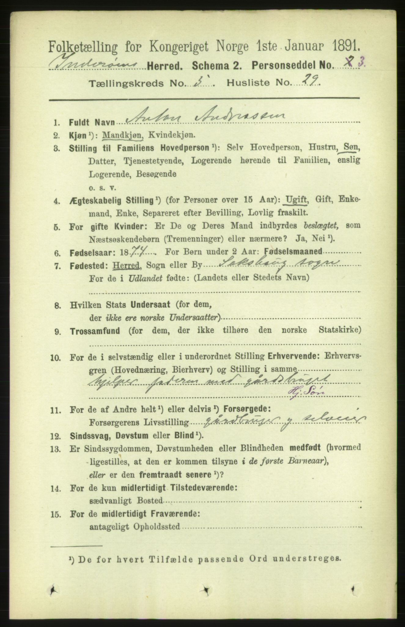 RA, 1891 census for 1729 Inderøy, 1891, p. 2916