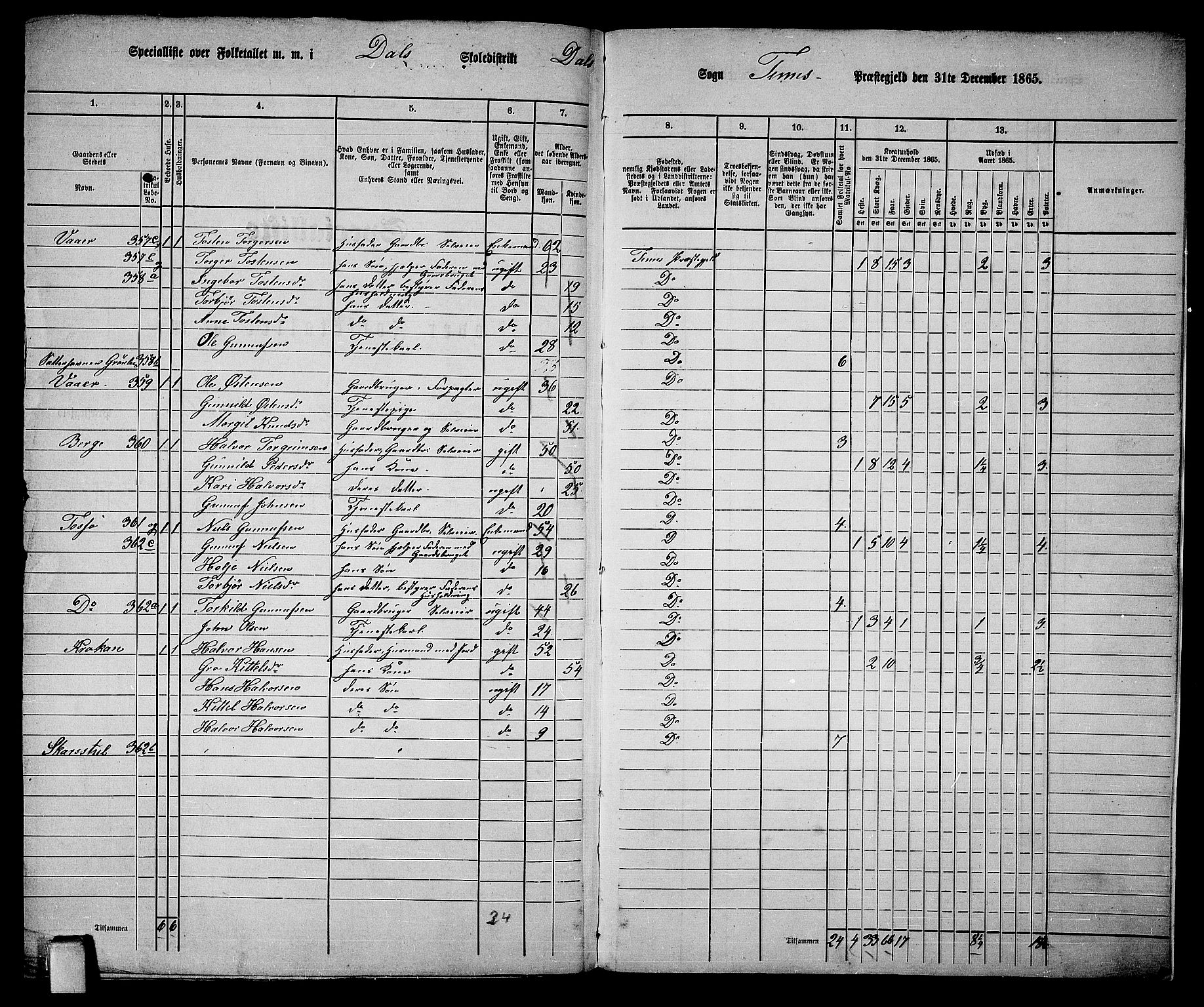 RA, 1865 census for Tinn, 1865, p. 115