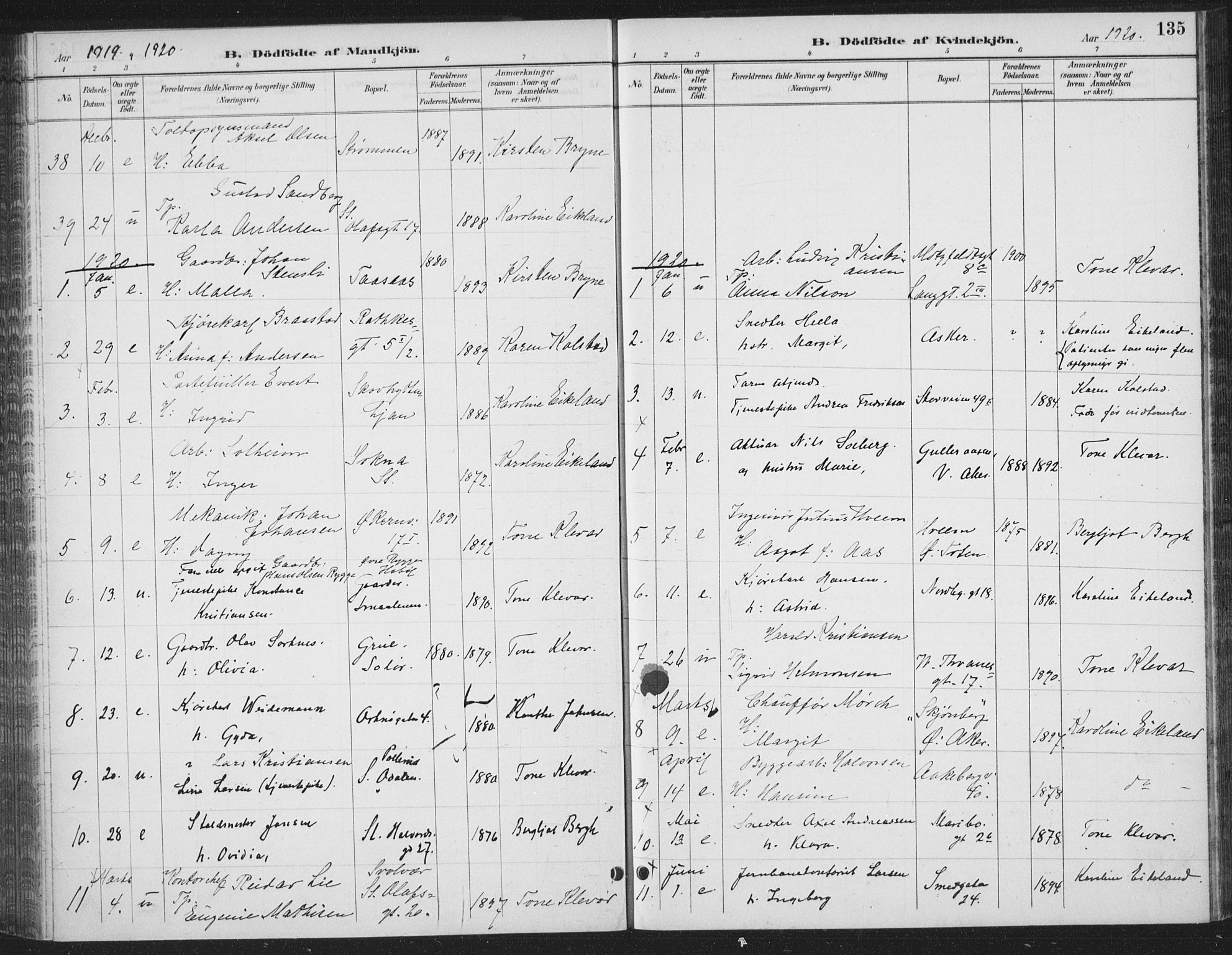 Rikshospitalet prestekontor Kirkebøker, AV/SAO-A-10309b/F/L0010: Parish register (official) no. 10, 1888-1912, p. 135