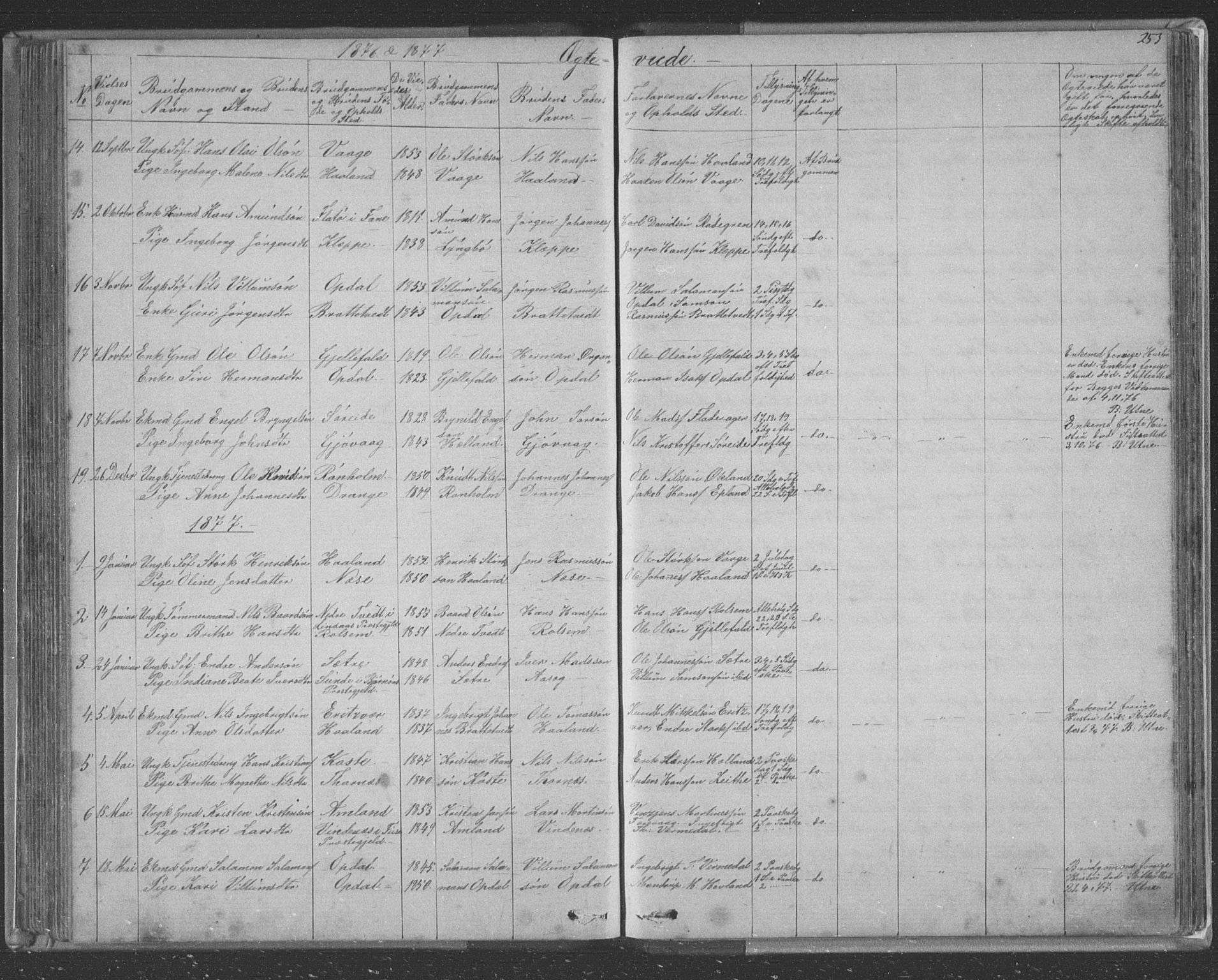 Tysnes sokneprestembete, AV/SAB-A-78601/H/Hab: Parish register (copy) no. E 2, 1875-1897, p. 253