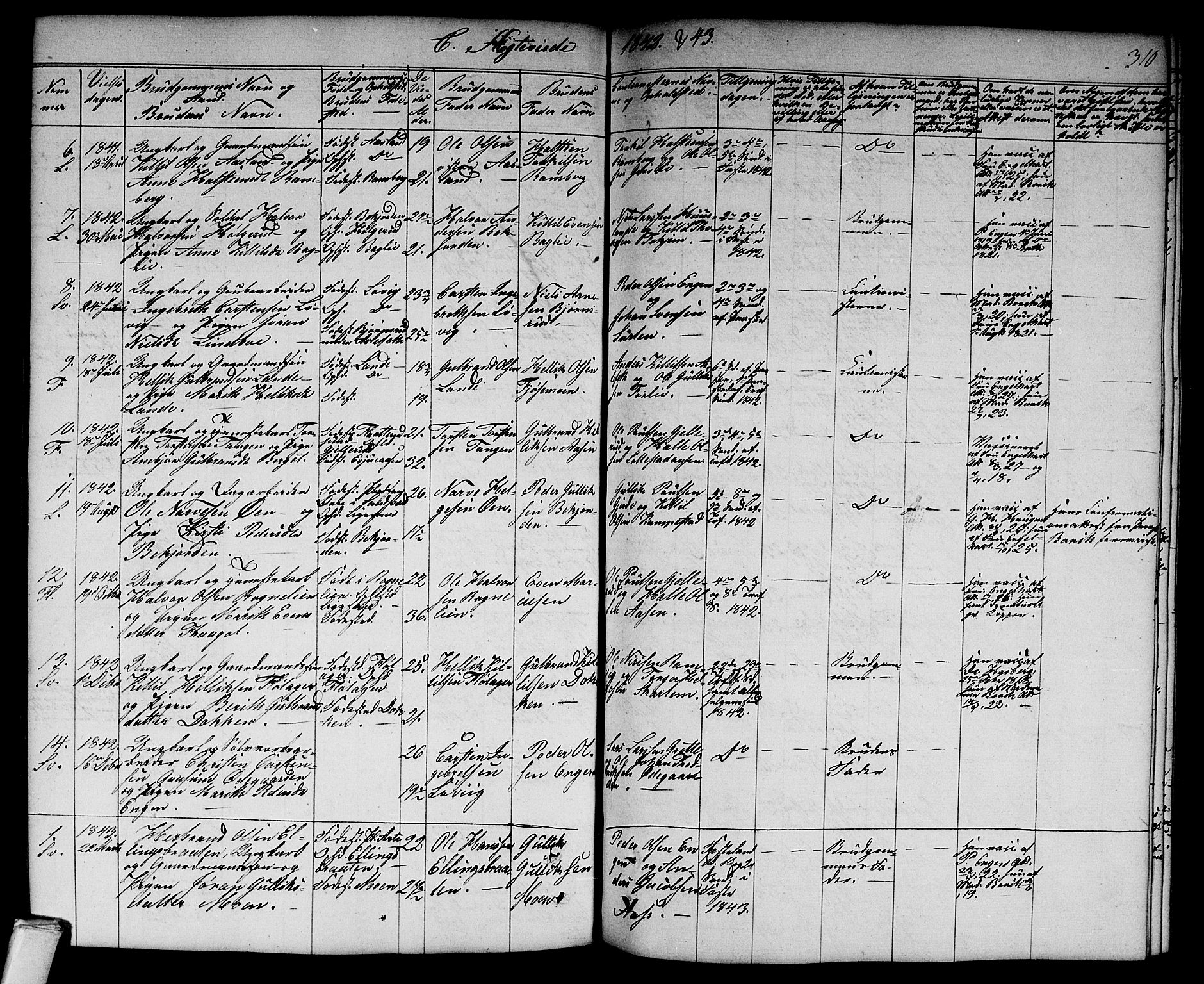 Flesberg kirkebøker, SAKO/A-18/G/Ga/L0002: Parish register (copy) no. I 2, 1834-1860, p. 310