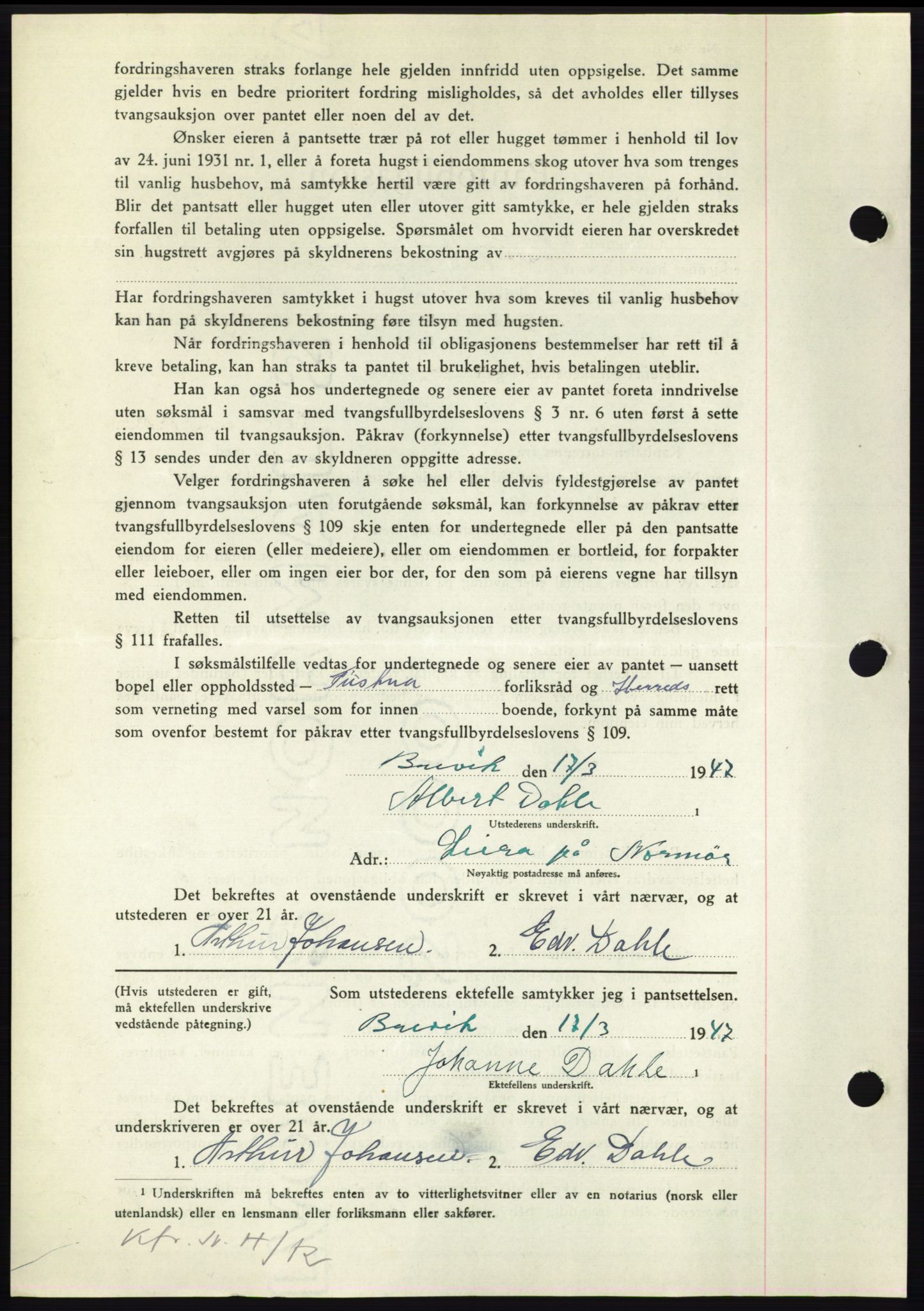 Nordmøre sorenskriveri, AV/SAT-A-4132/1/2/2Ca: Mortgage book no. B95, 1946-1947, Diary no: : 666/1947