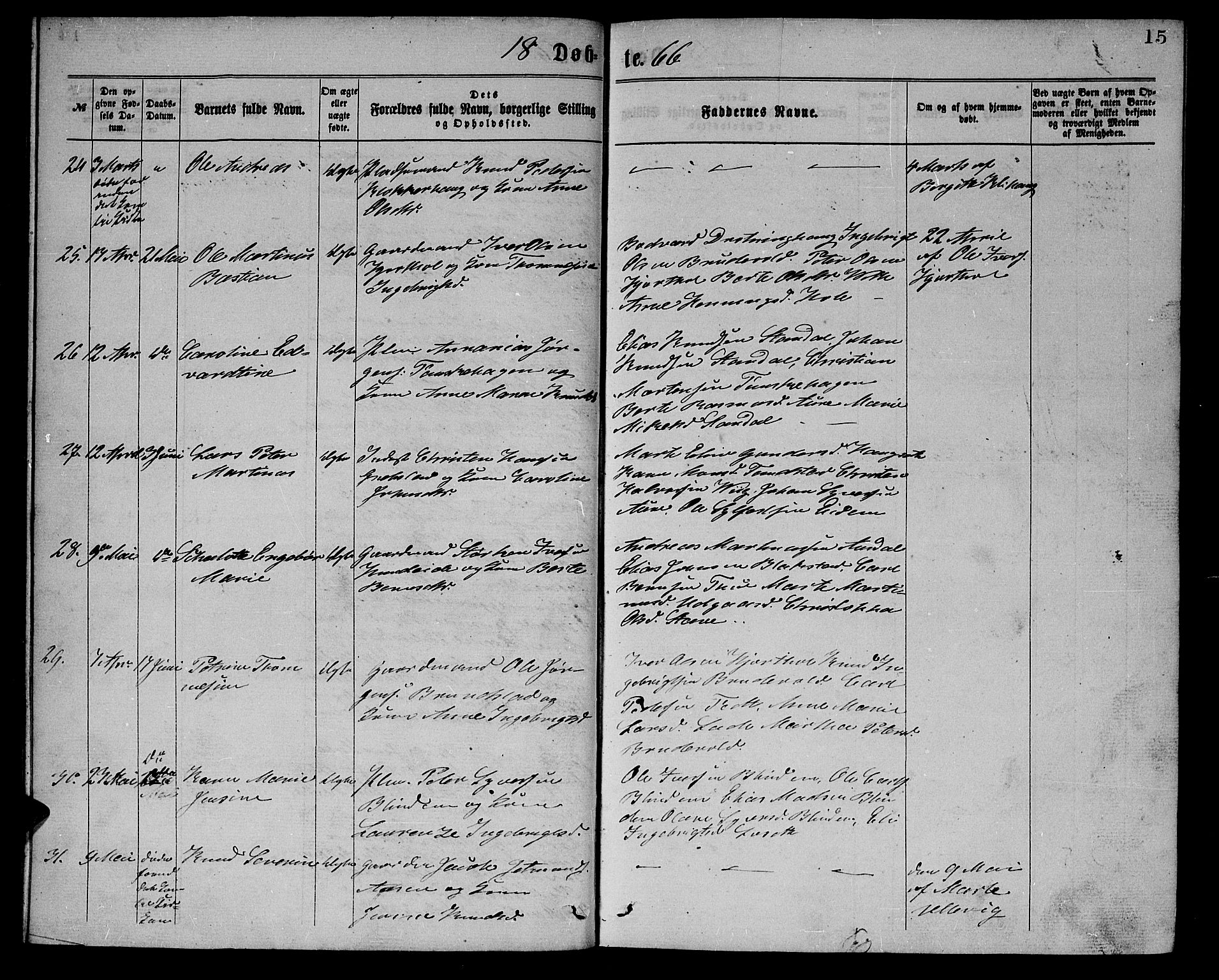 Ministerialprotokoller, klokkerbøker og fødselsregistre - Møre og Romsdal, AV/SAT-A-1454/523/L0338: Parish register (copy) no. 523C01, 1865-1877, p. 15