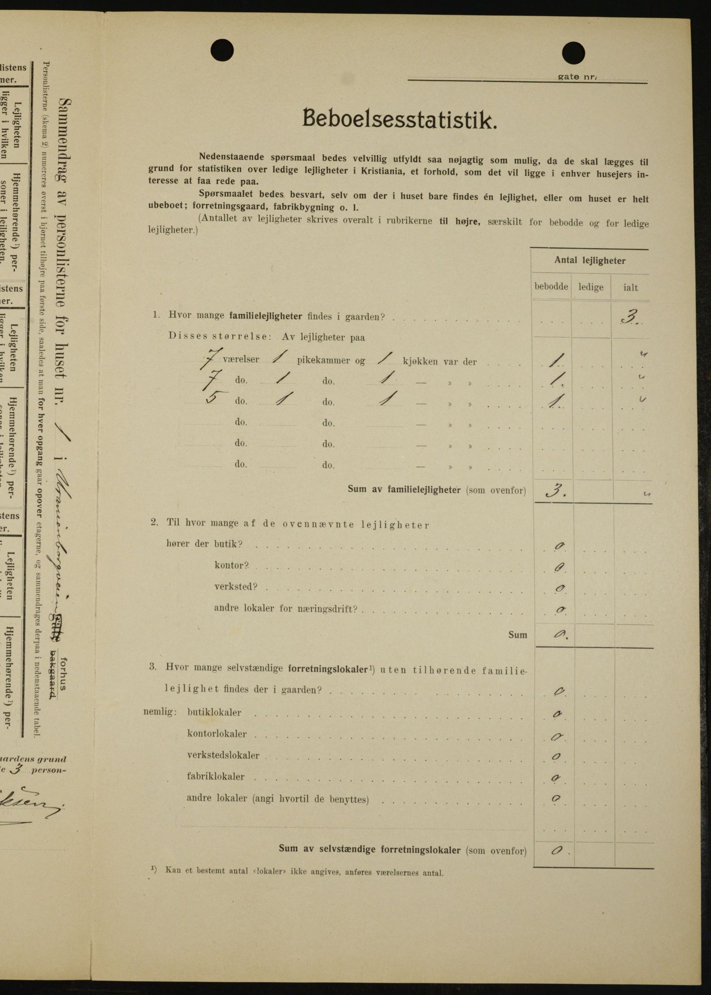 OBA, Municipal Census 1909 for Kristiania, 1909, p. 109166