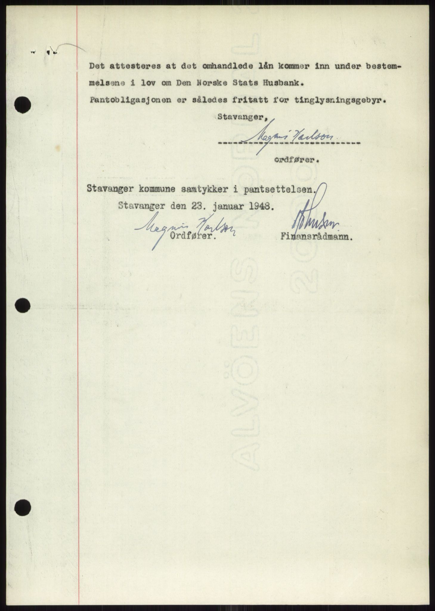 Stavanger byrett, AV/SAST-A-100455/002/G/Gb/L0032: Mortgage book, 1947-1950, Diary no: : 216/1948