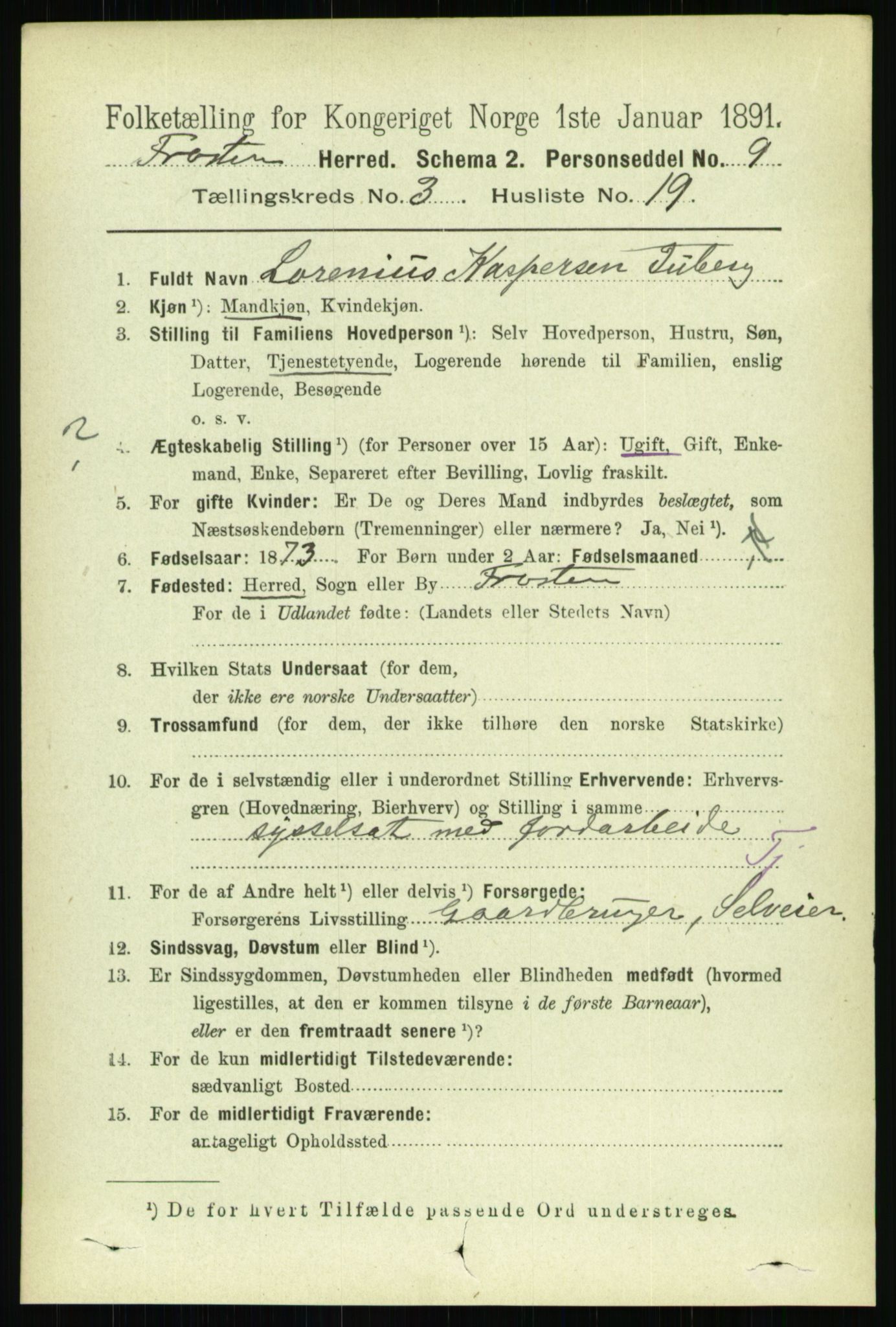 RA, 1891 census for 1717 Frosta, 1891, p. 2012