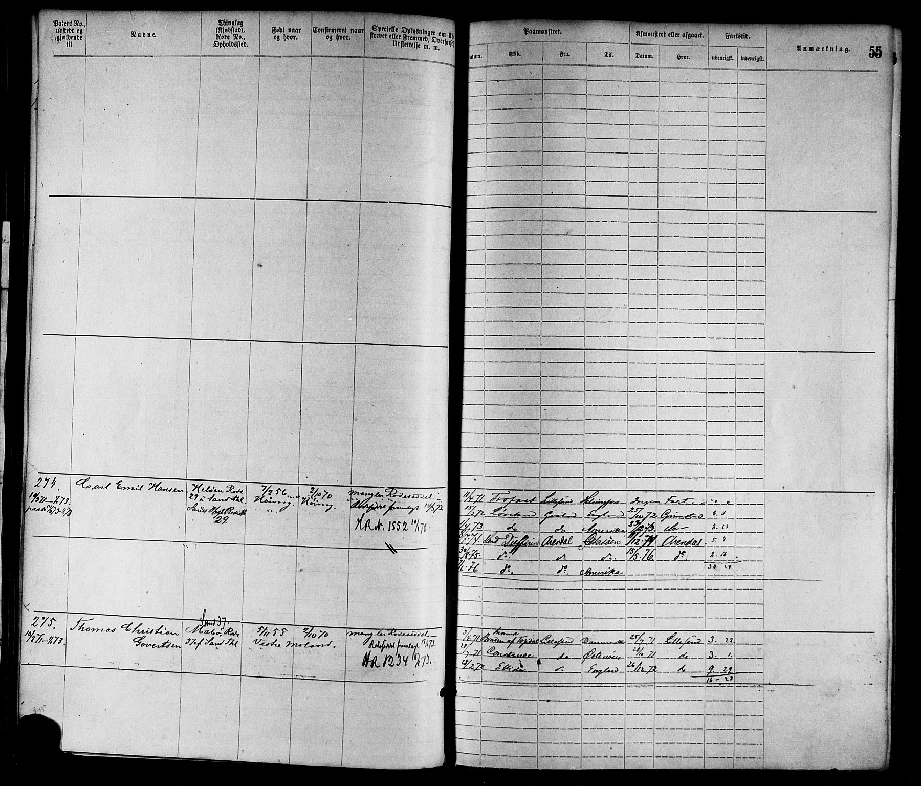 Lillesand mønstringskrets, SAK/2031-0014/F/Fa/L0004: Annotasjonsrulle nr 1-1920 med register, G-1, 1869-1891, p. 77