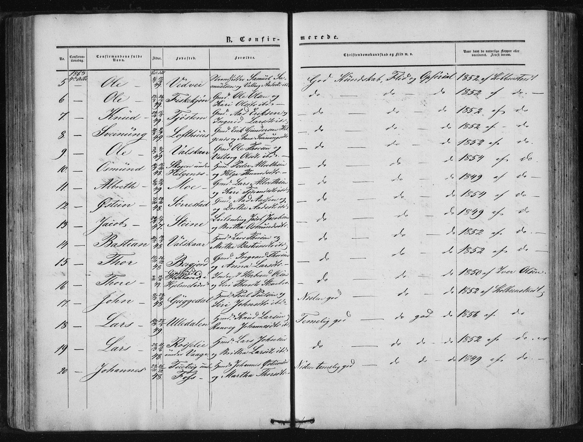 Suldal sokneprestkontor, AV/SAST-A-101845/01/IV/L0009: Parish register (official) no. A 9, 1854-1868