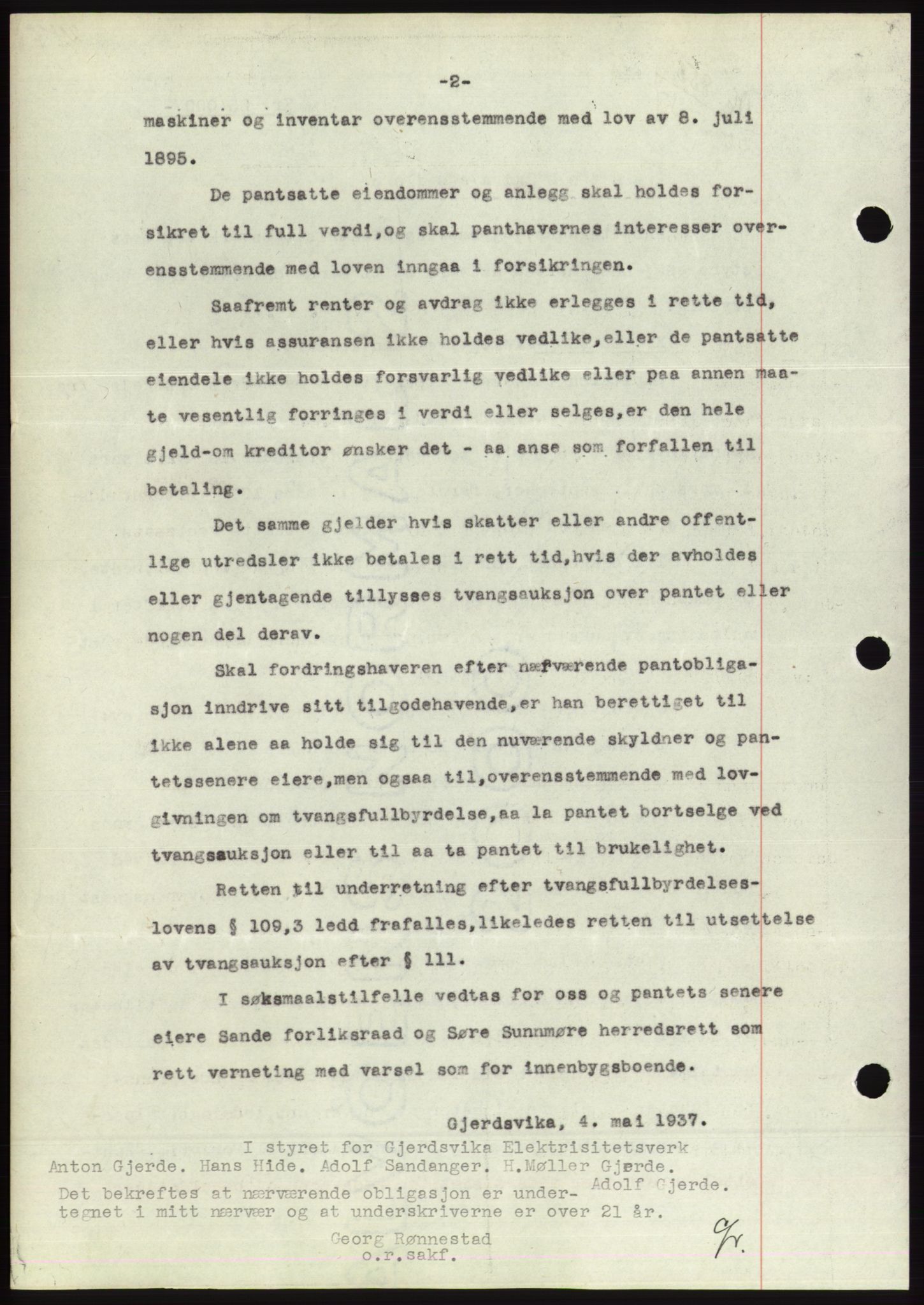 Søre Sunnmøre sorenskriveri, AV/SAT-A-4122/1/2/2C/L0063: Mortgage book no. 57, 1937-1937, Diary no: : 853/1937