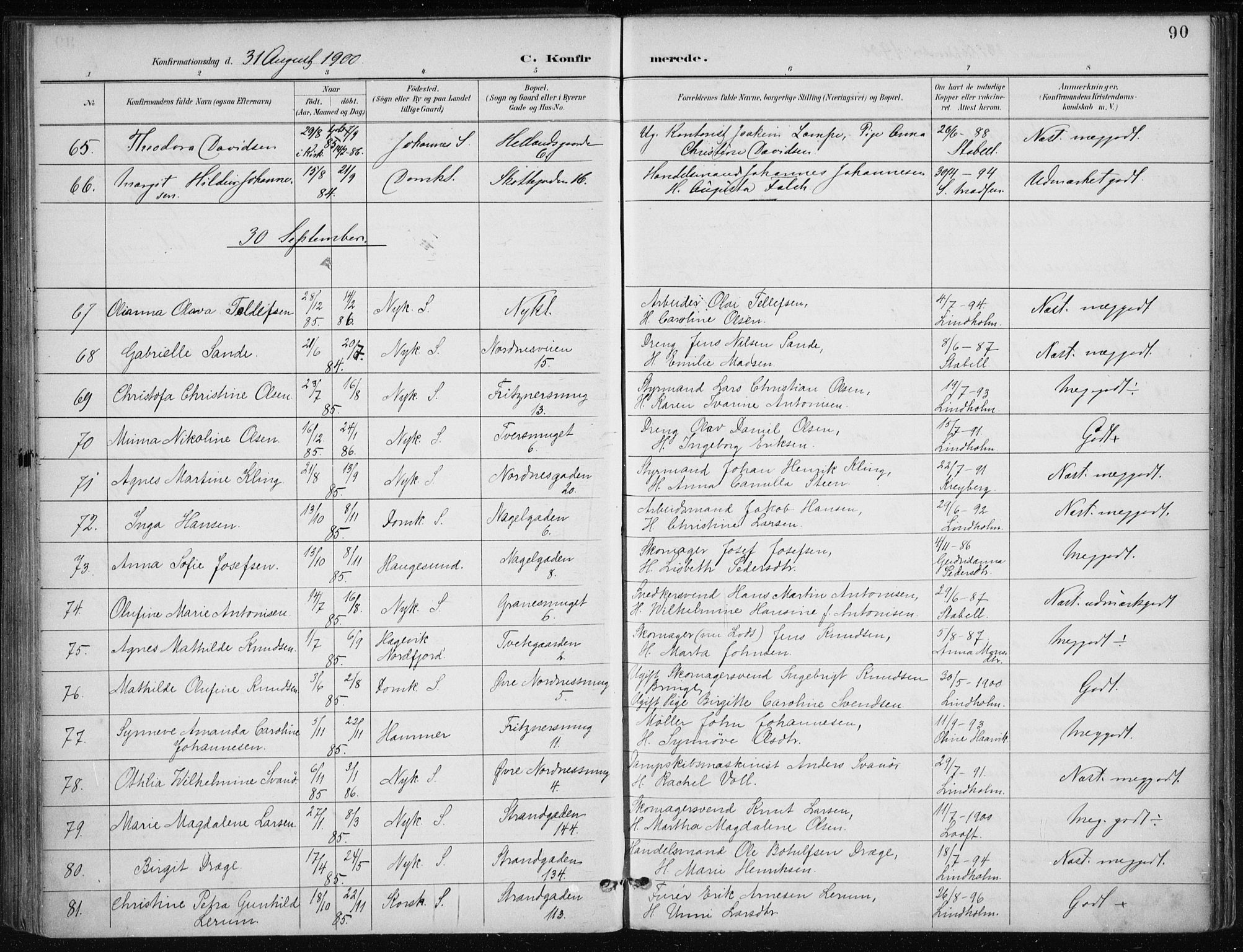 Nykirken Sokneprestembete, AV/SAB-A-77101/H/Haa/L0028: Parish register (official) no. C 7, 1887-1913, p. 90