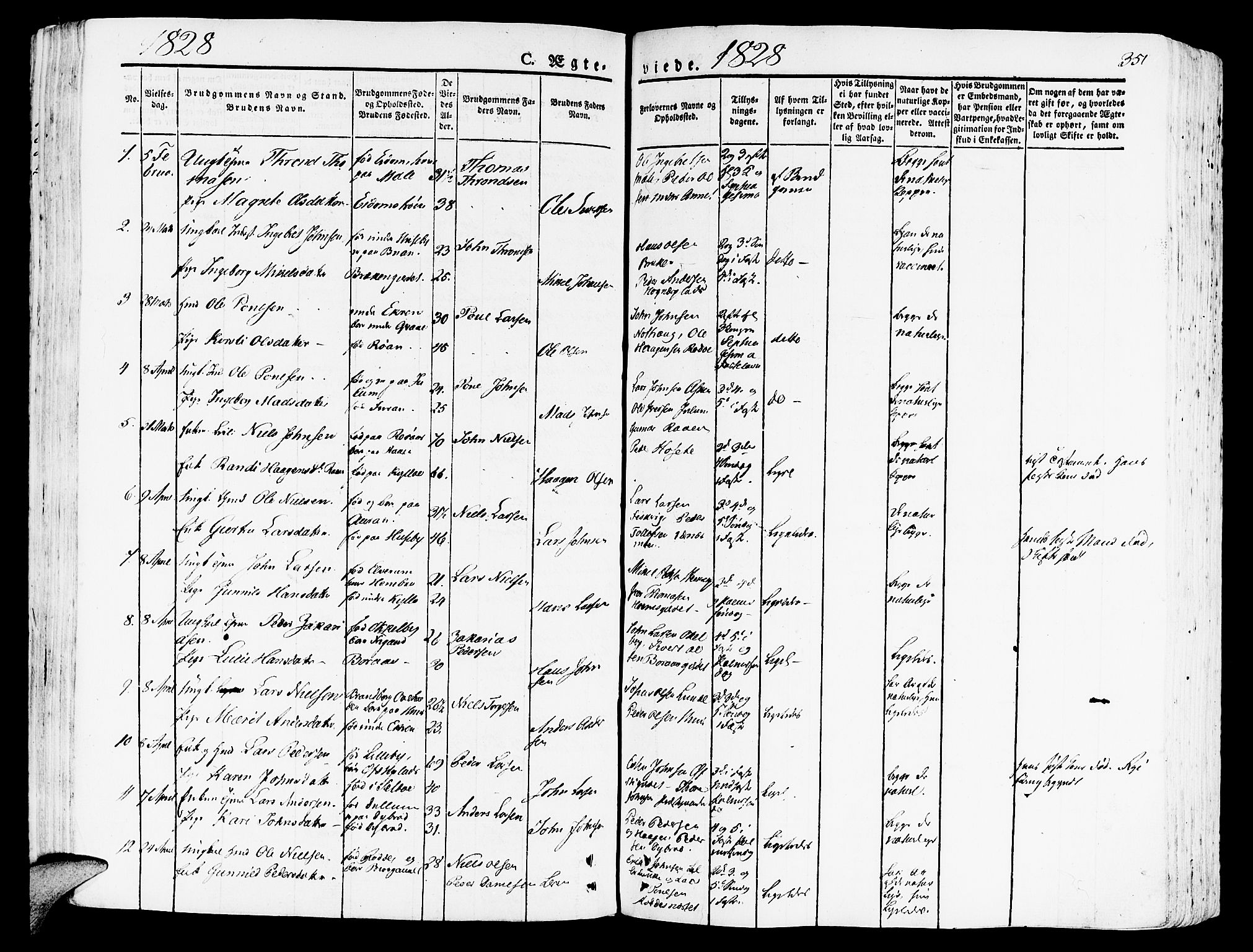 Ministerialprotokoller, klokkerbøker og fødselsregistre - Nord-Trøndelag, SAT/A-1458/709/L0070: Parish register (official) no. 709A10, 1820-1832, p. 351