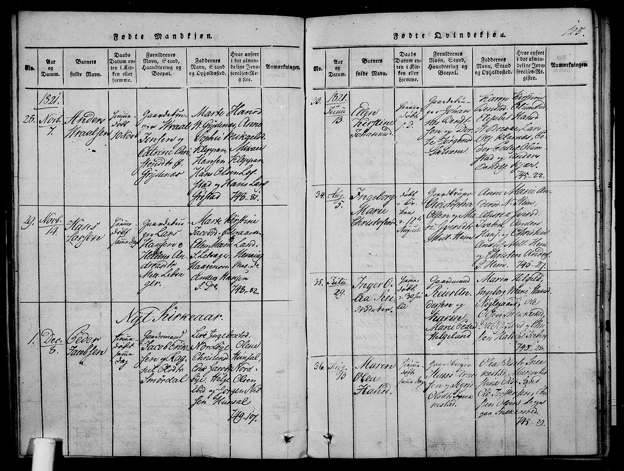 Våle kirkebøker, AV/SAKO-A-334/F/Fa/L0007: Parish register (official) no. I 7, 1814-1824, p. 124-125