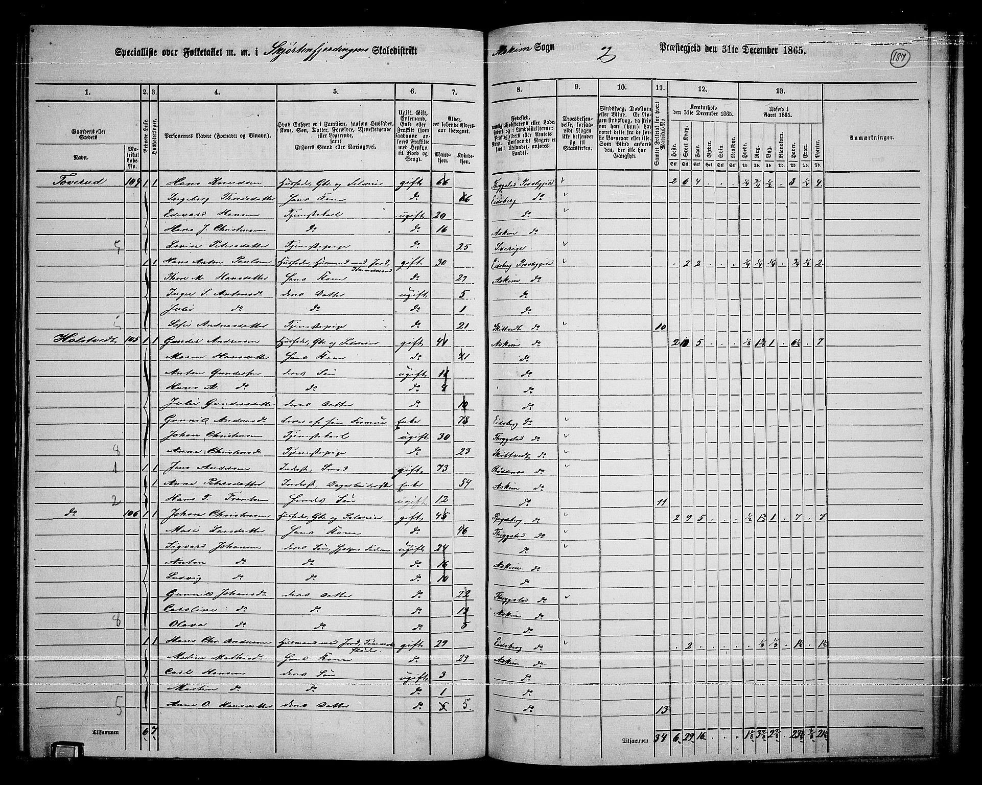 RA, 1865 census for Askim, 1865, p. 47