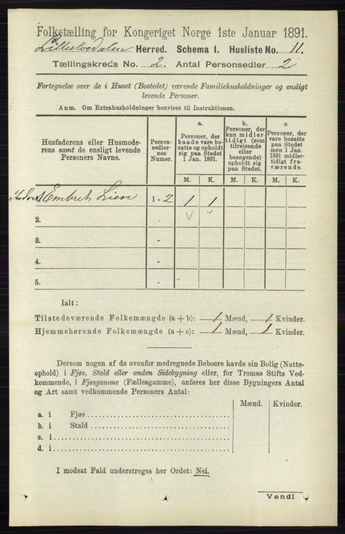 RA, 1891 census for 0438 Lille Elvedalen, 1891, p. 493