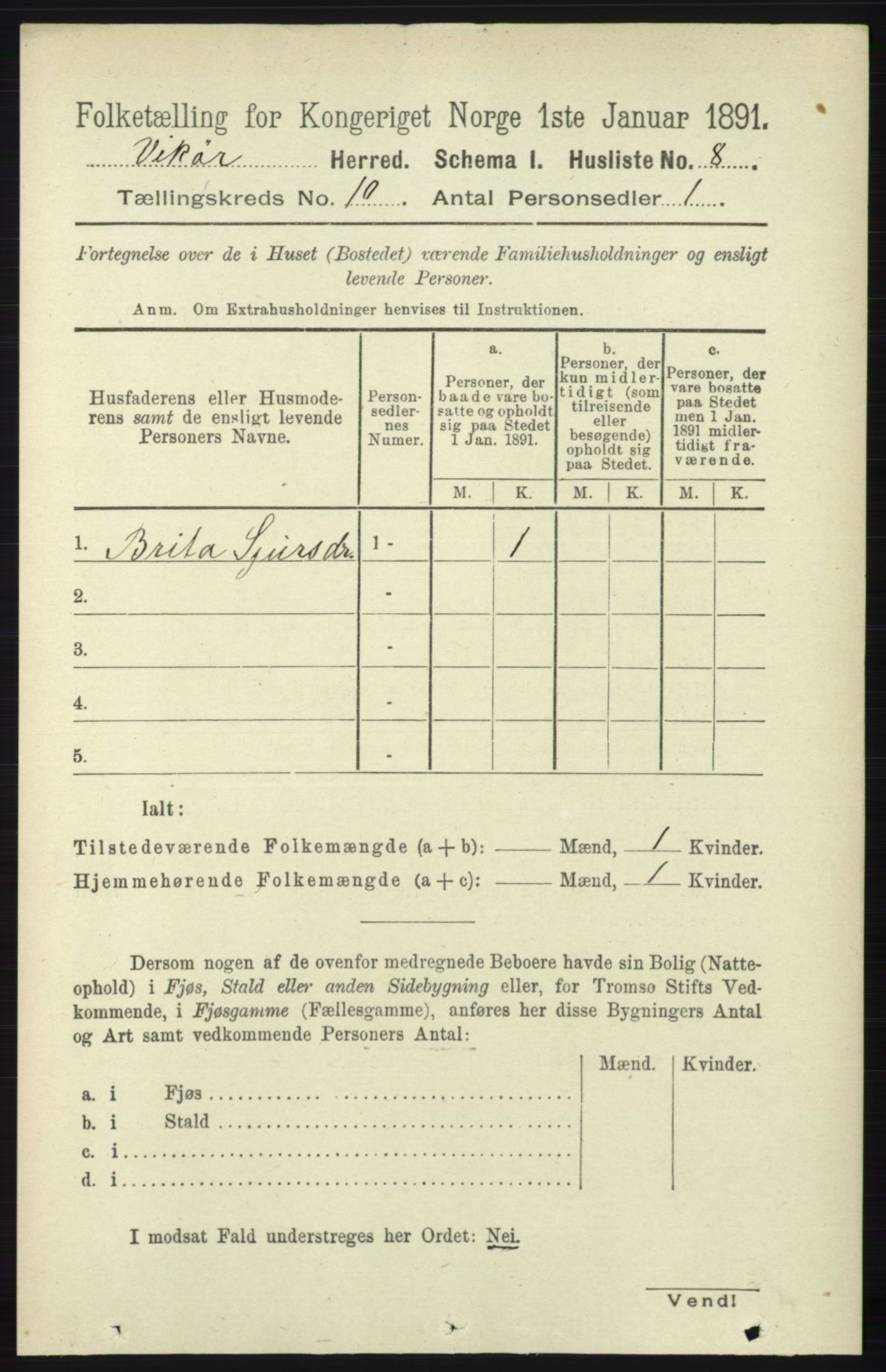 RA, 1891 census for 1238 Vikør, 1891, p. 2909