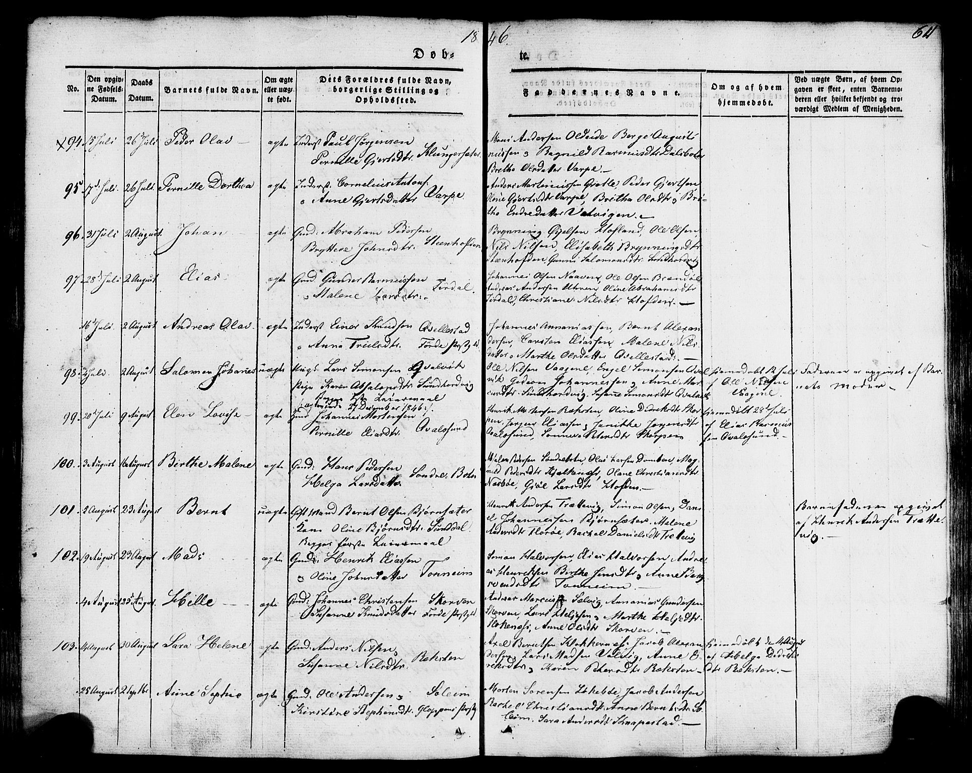 Kinn sokneprestembete, AV/SAB-A-80801/H/Haa/Haaa/L0005: Parish register (official) no. A 5, 1841-1857, p. 64