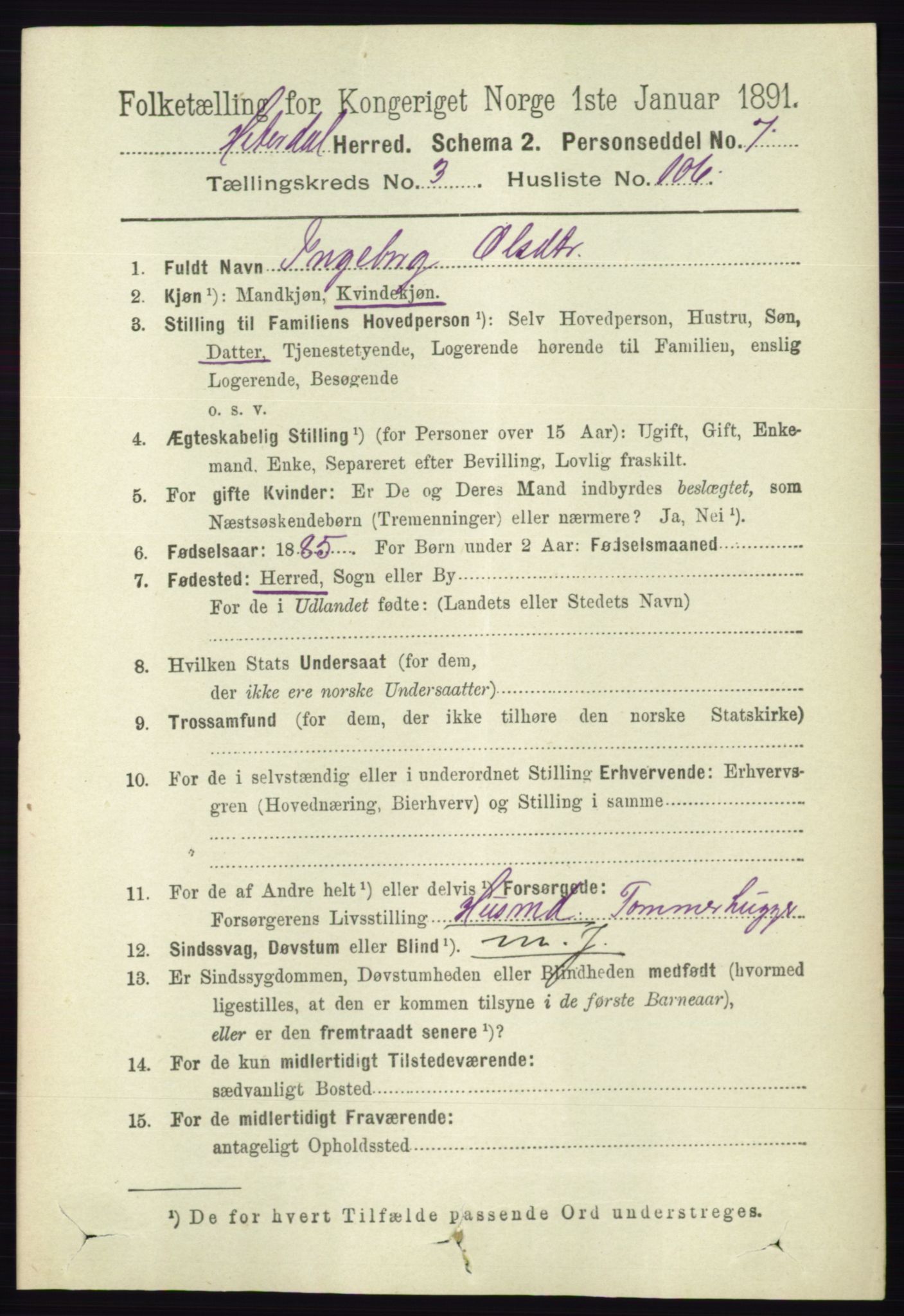 RA, 1891 census for 0823 Heddal, 1891, p. 1627