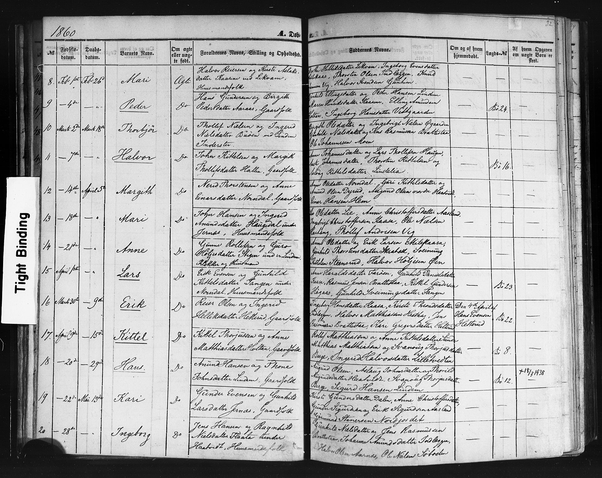 Sauherad kirkebøker, SAKO/A-298/F/Fb/L0001: Parish register (official) no. II 1, 1851-1877, p. 32