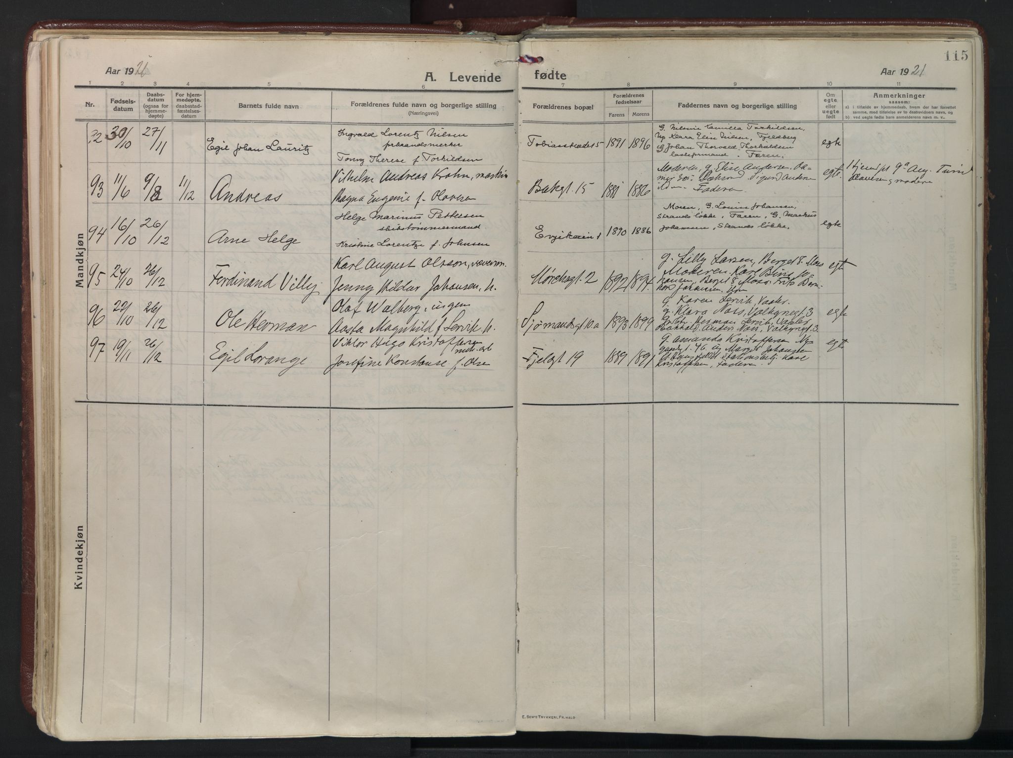 Fredrikstad domkirkes prestekontor Kirkebøker, AV/SAO-A-10906/F/Fa/L0010: Parish register (official) no. 10, 1914-1946, p. 115