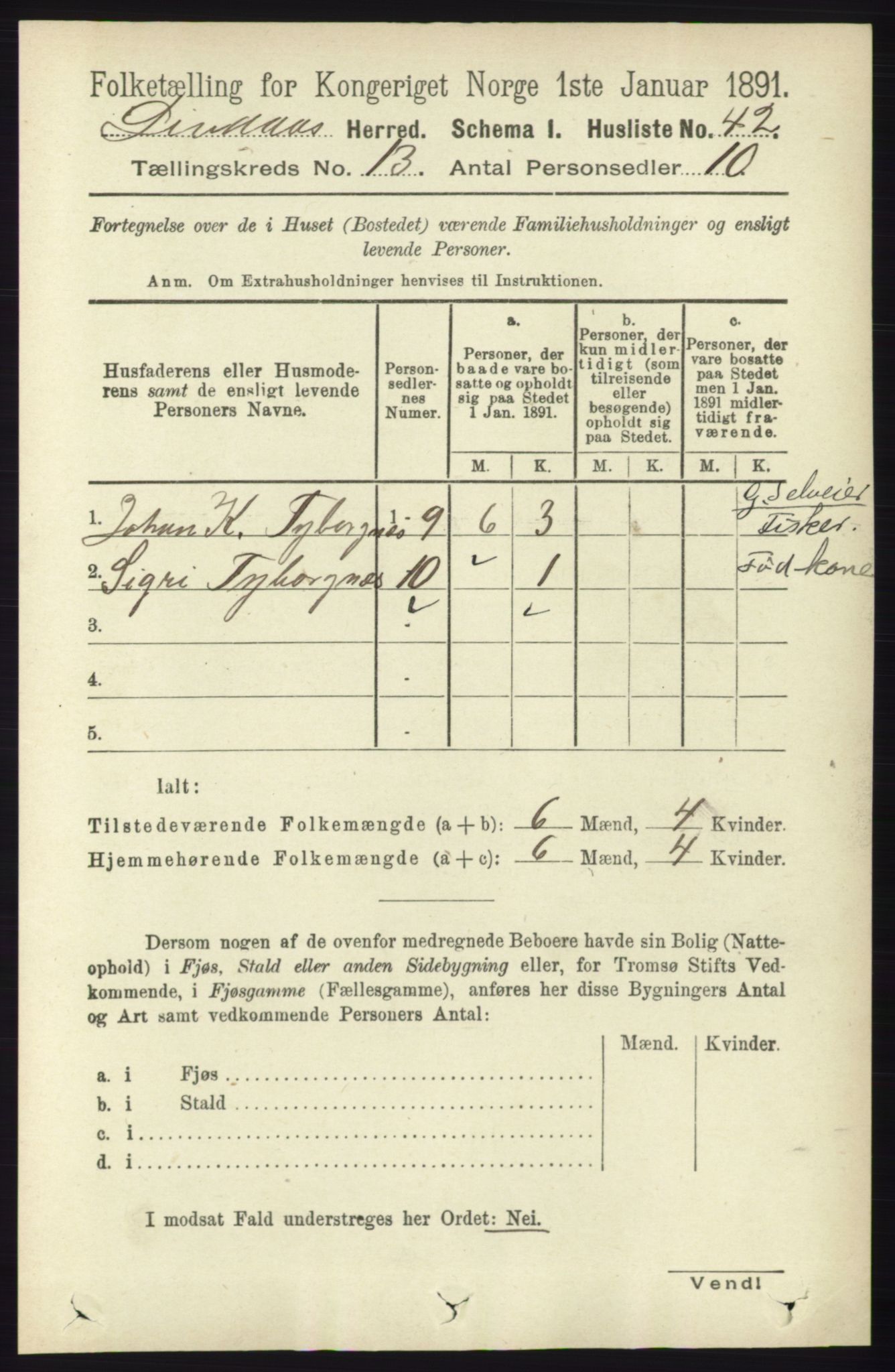 RA, 1891 census for 1263 Lindås, 1891, p. 4536