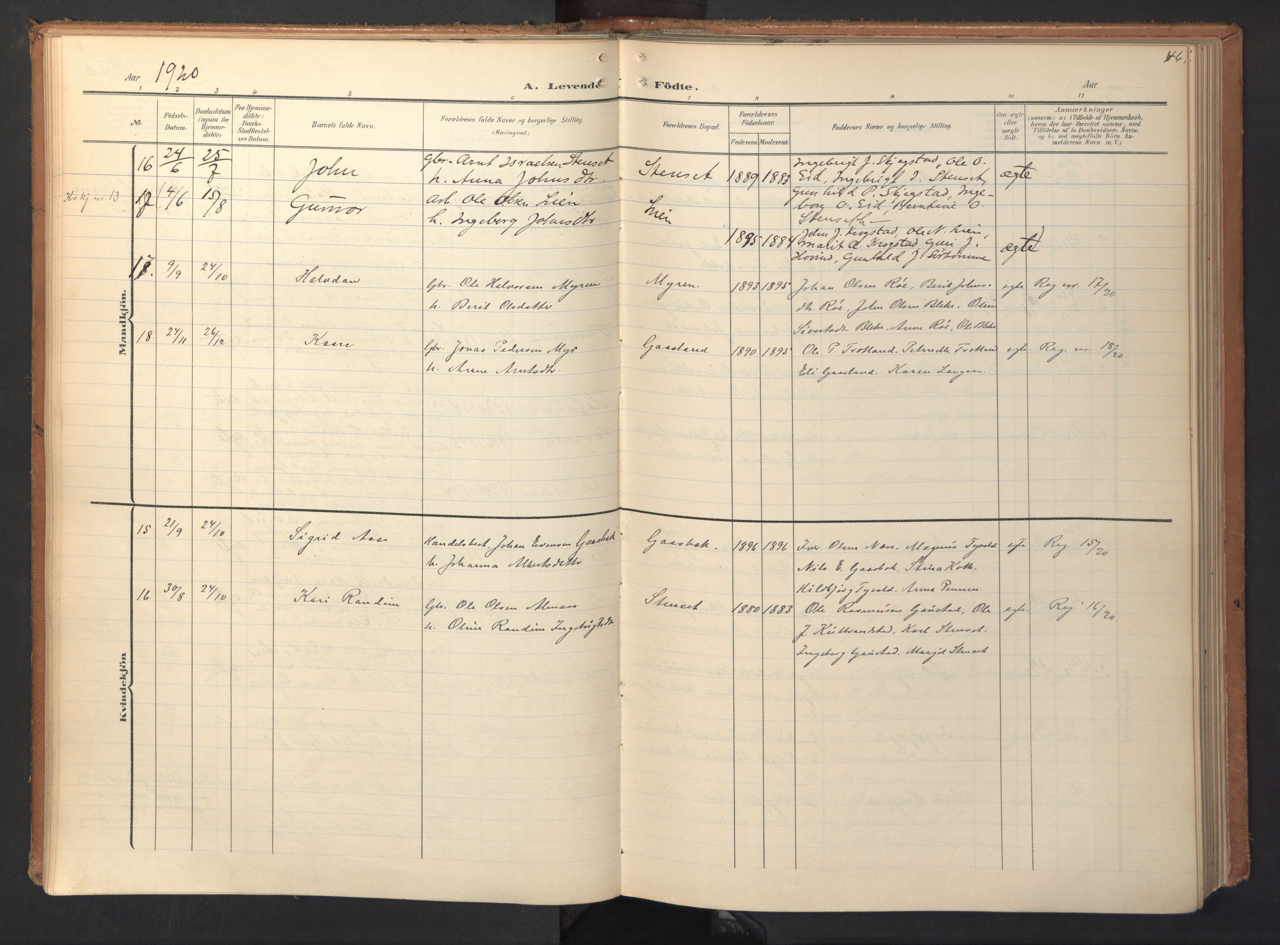 Ministerialprotokoller, klokkerbøker og fødselsregistre - Sør-Trøndelag, AV/SAT-A-1456/694/L1128: Parish register (official) no. 694A02, 1906-1931, p. 46