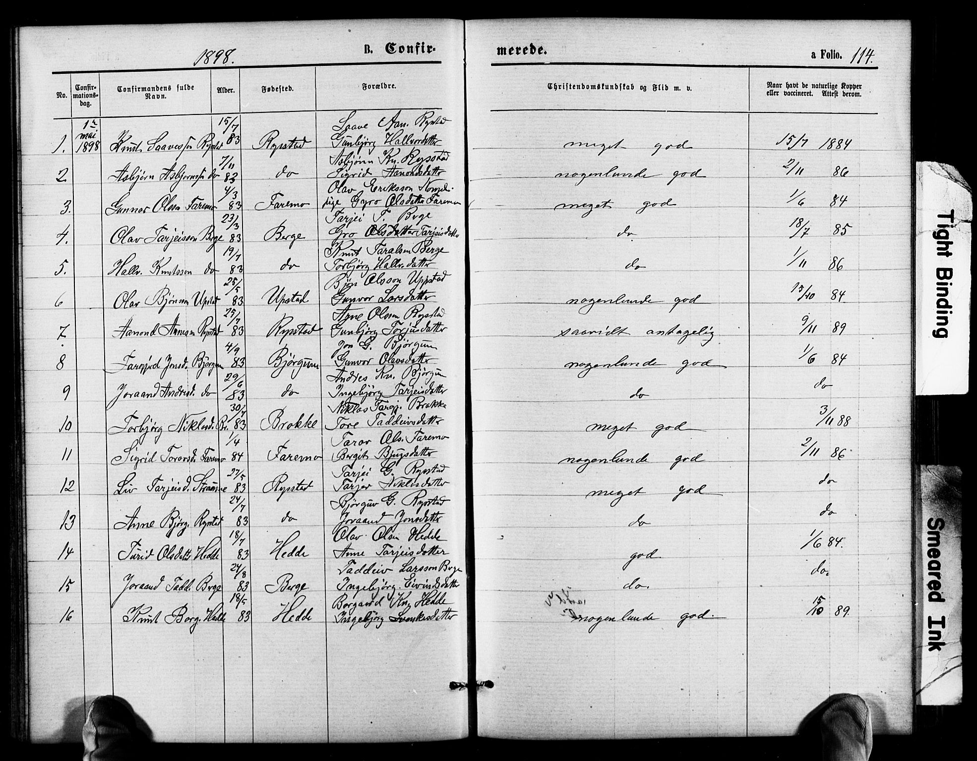 Valle sokneprestkontor, SAK/1111-0044/F/Fb/Fbb/L0002: Parish register (copy) no. B 2, 1875-1921, p. 114