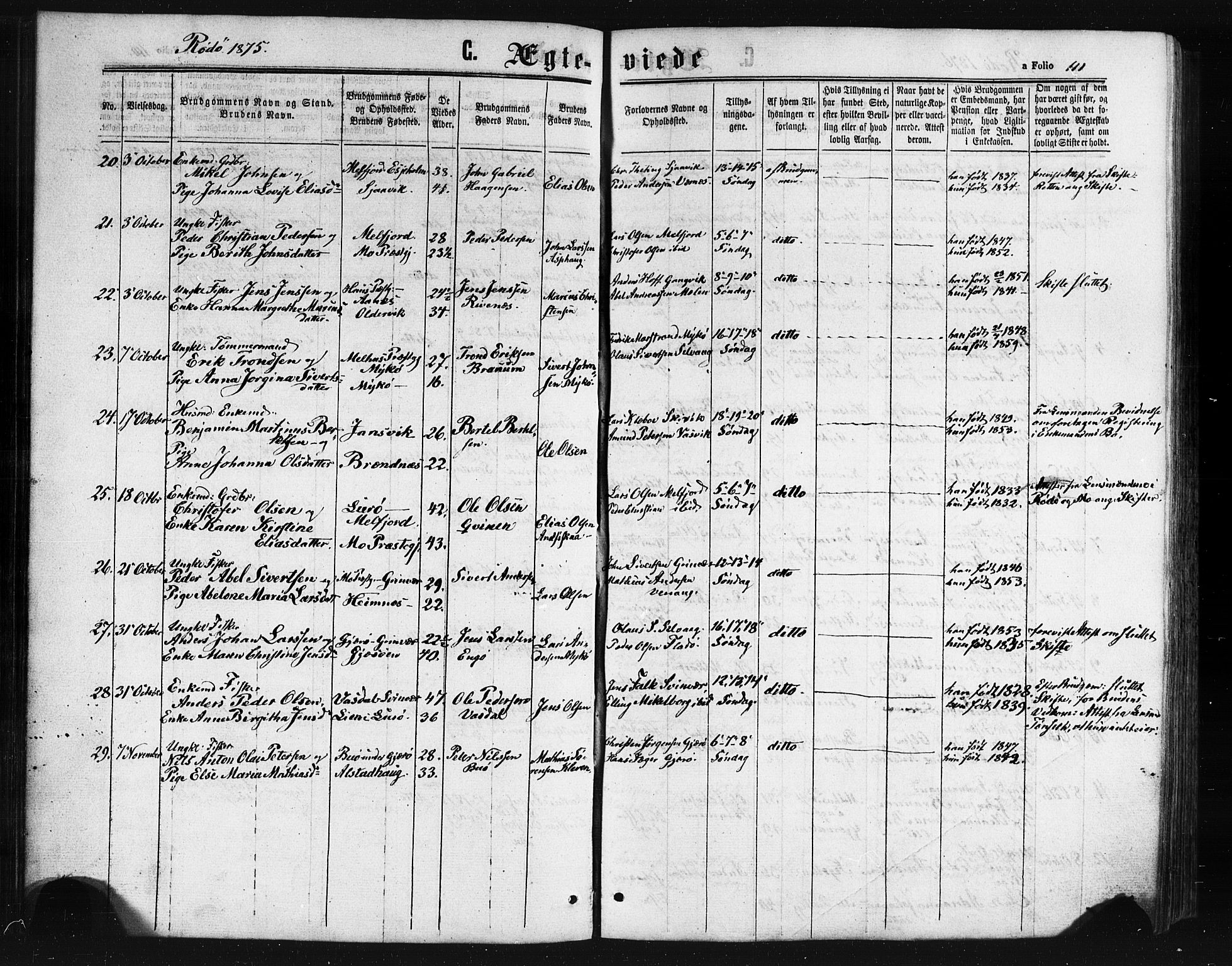 Ministerialprotokoller, klokkerbøker og fødselsregistre - Nordland, AV/SAT-A-1459/841/L0607: Parish register (official) no. 841A11 /1, 1863-1877, p. 111