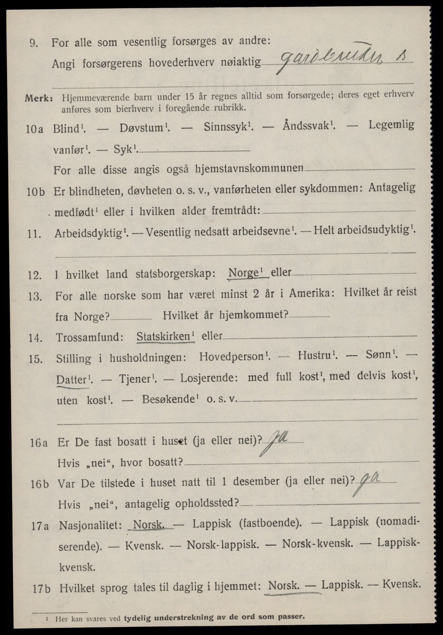 SAT, 1920 census for Rennebu, 1920, p. 5825