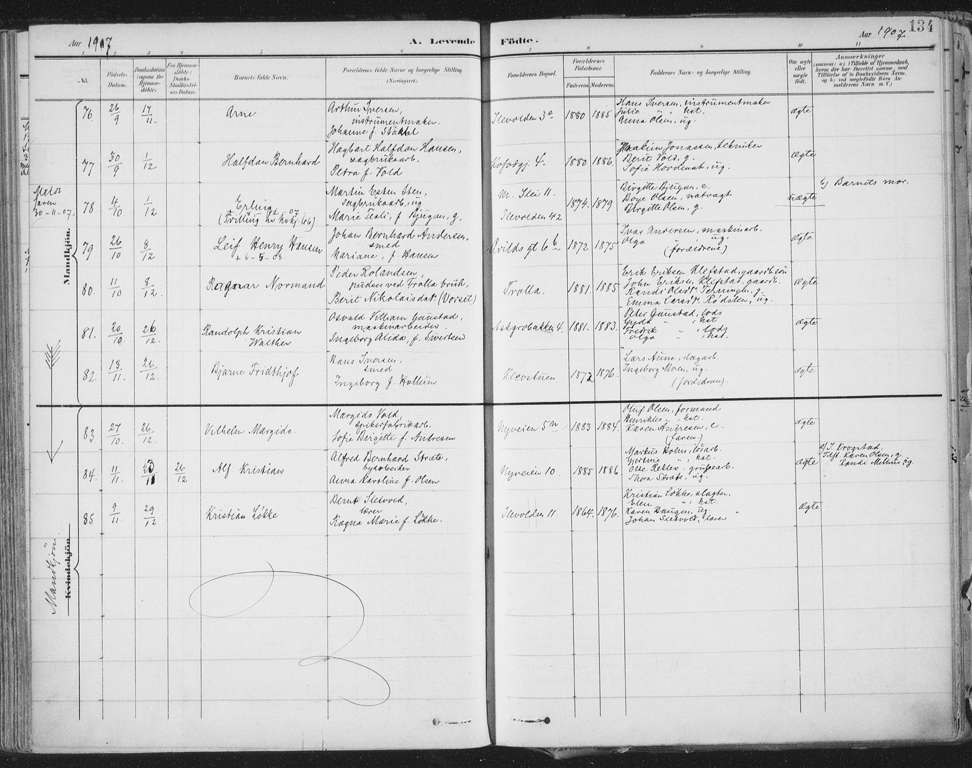 Ministerialprotokoller, klokkerbøker og fødselsregistre - Sør-Trøndelag, AV/SAT-A-1456/603/L0167: Parish register (official) no. 603A06, 1896-1932, p. 134