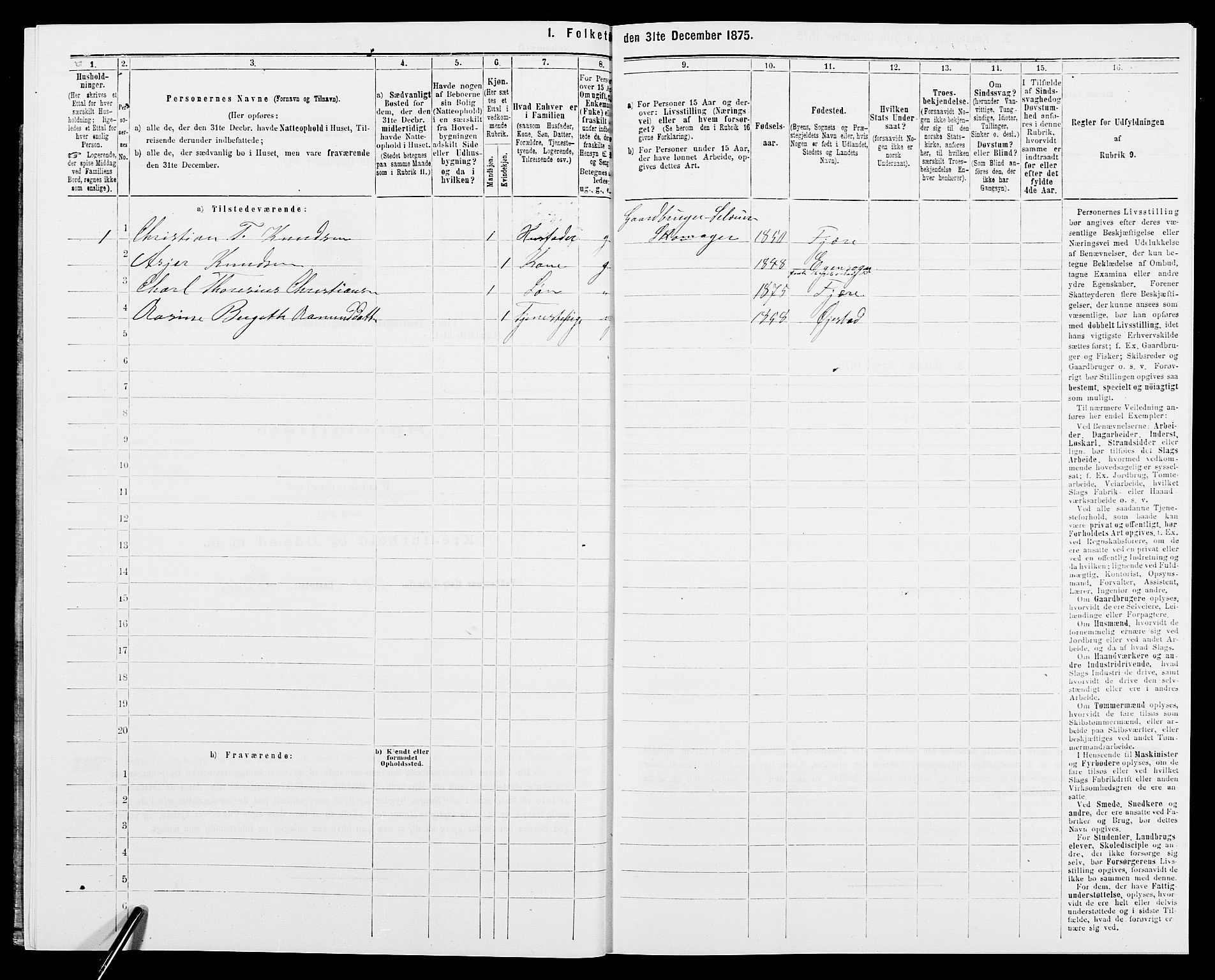 SAK, 1875 census for 0923L Fjære/Fjære, 1875, p. 1557