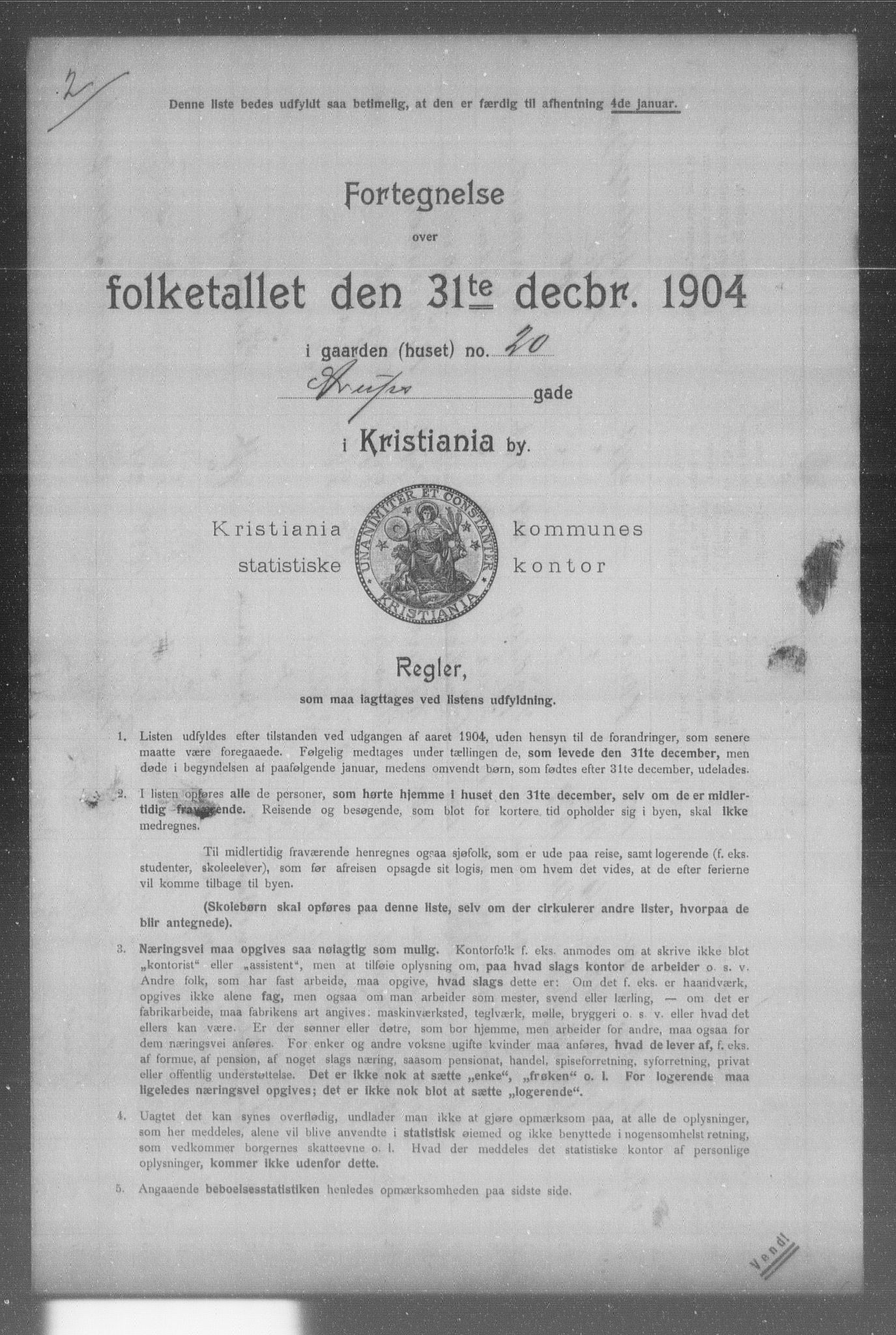 OBA, Municipal Census 1904 for Kristiania, 1904, p. 628