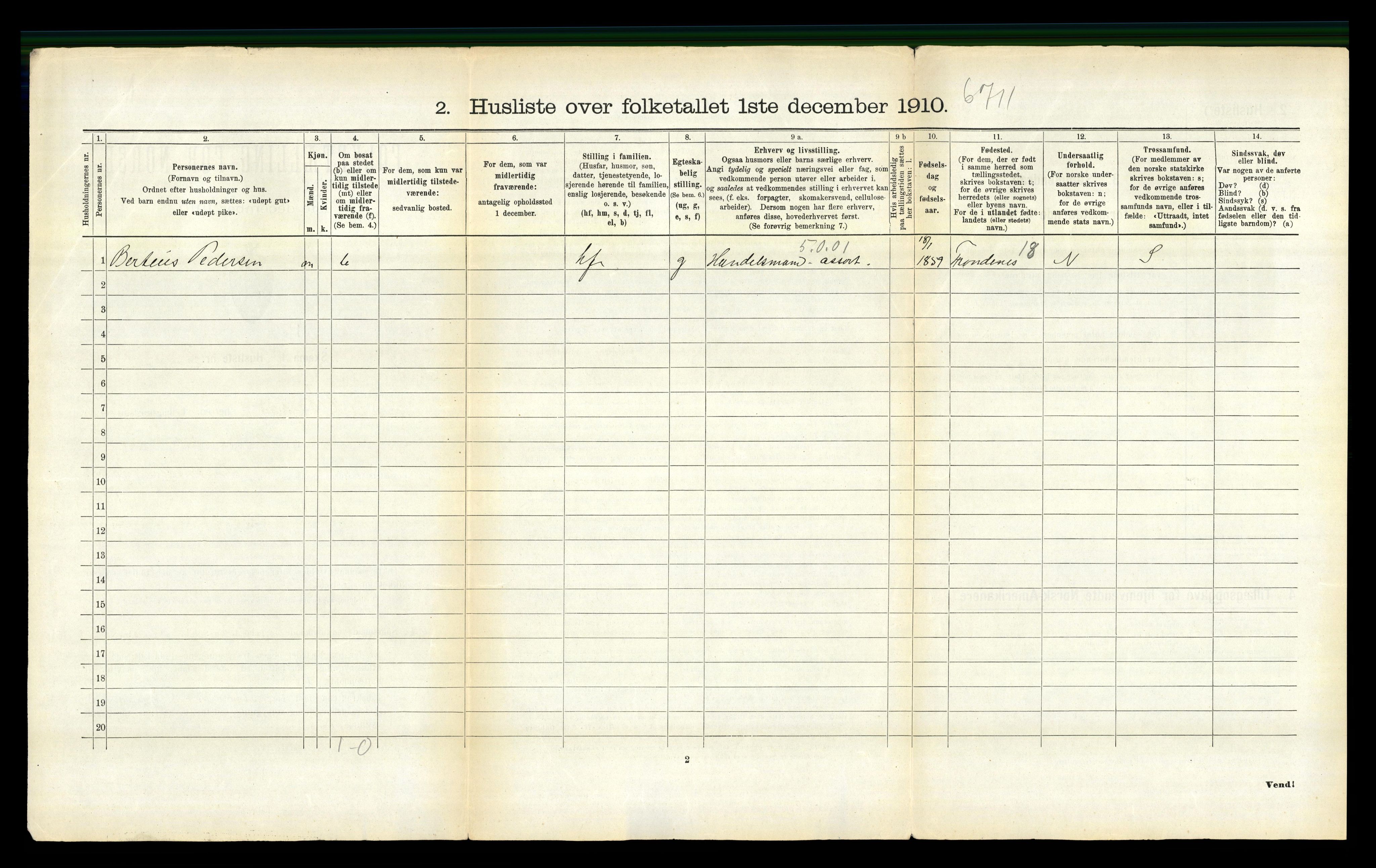 RA, 1910 census for Vågan, 1910, p. 448