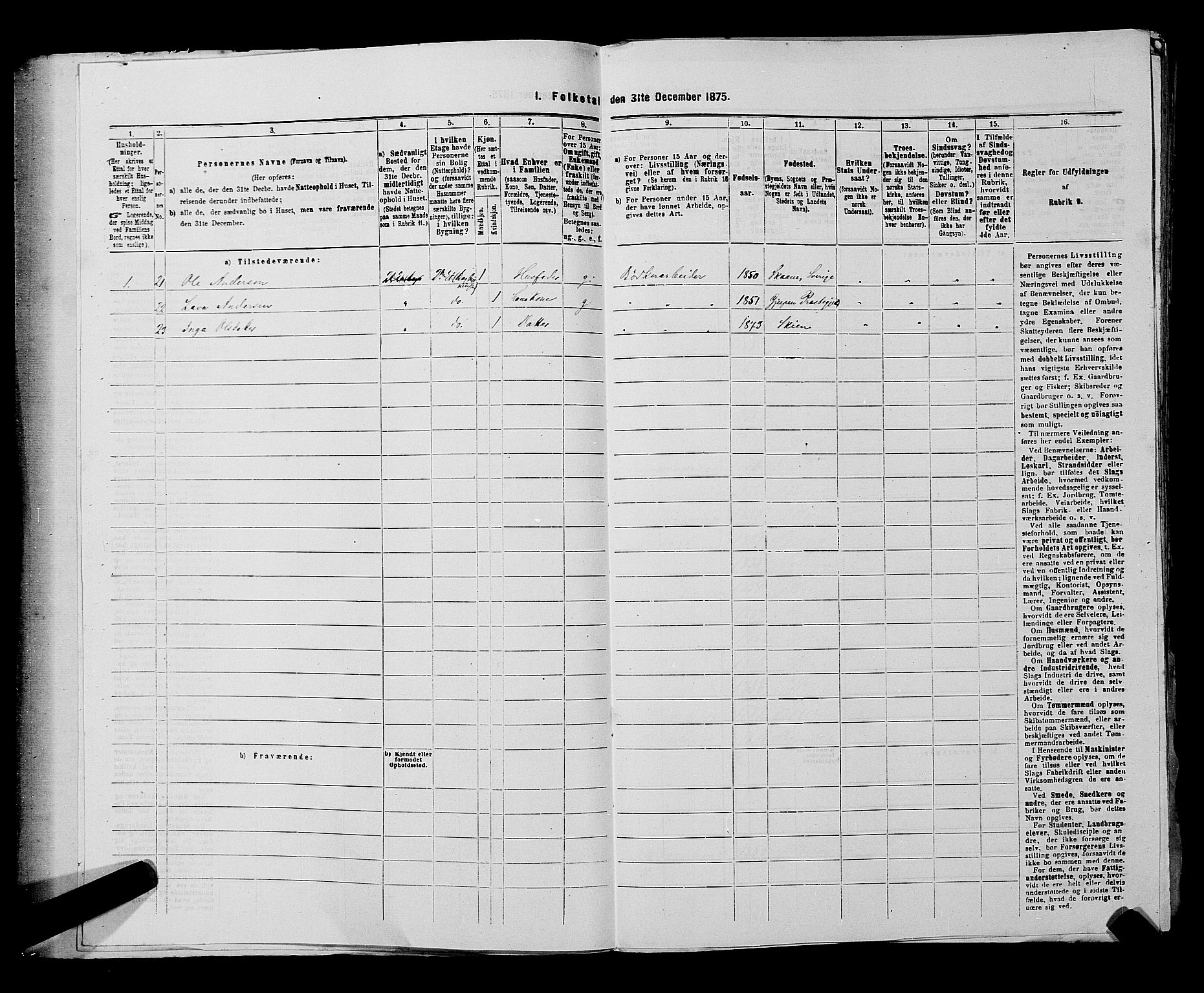 SAKO, 1875 census for 0806P Skien, 1875, p. 853