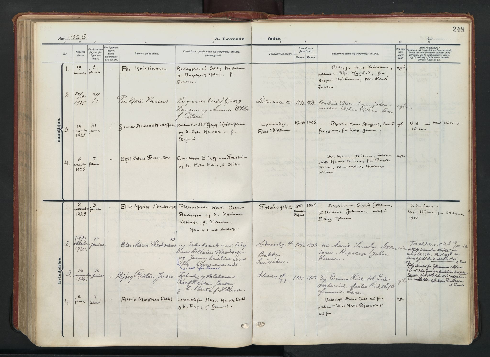 Vålerengen prestekontor Kirkebøker, SAO/A-10878/F/Fa/L0004: Parish register (official) no. 4, 1915-1929, p. 248
