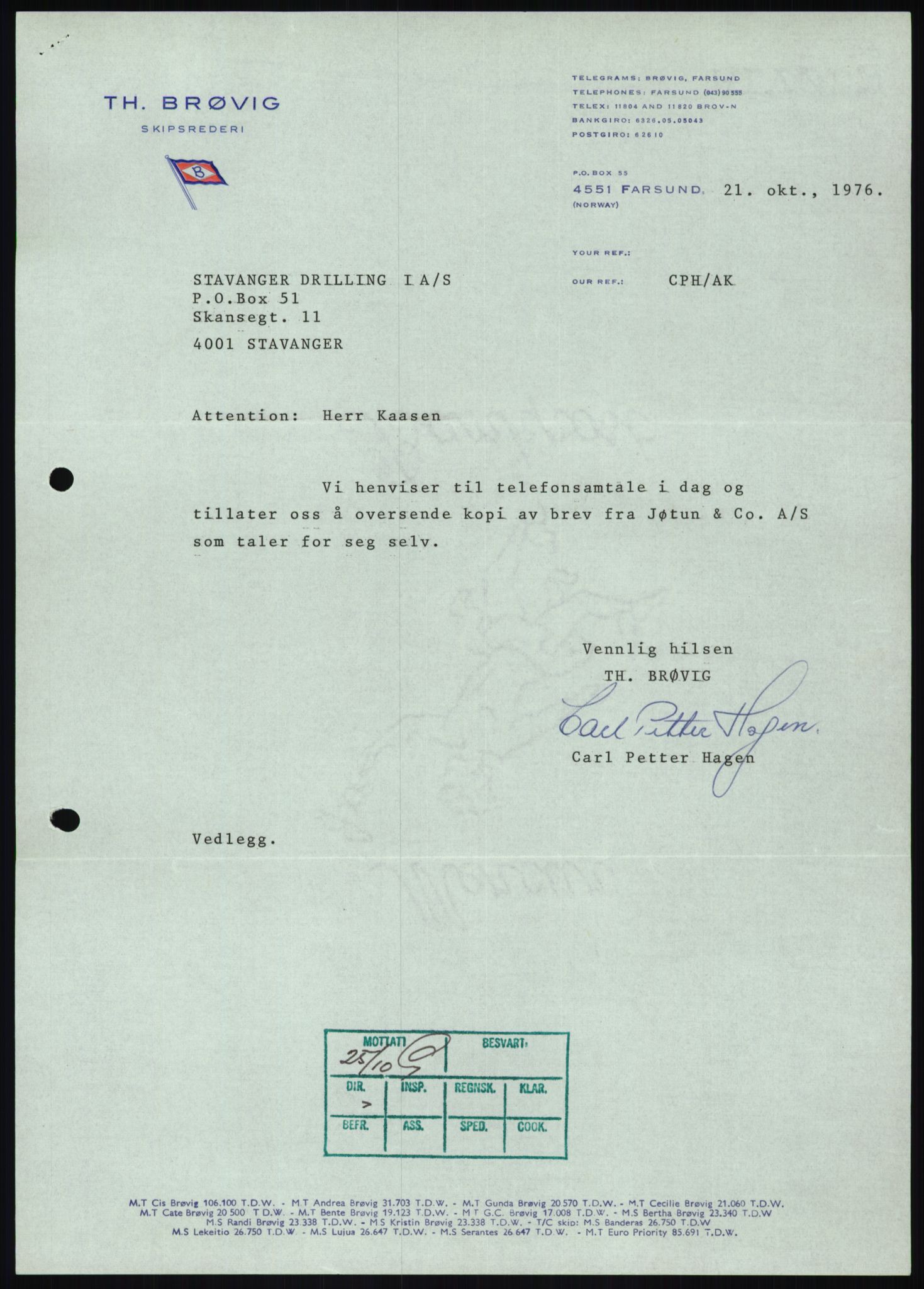 Pa 1503 - Stavanger Drilling AS, AV/SAST-A-101906/D/L0006: Korrespondanse og saksdokumenter, 1974-1984, p. 1281