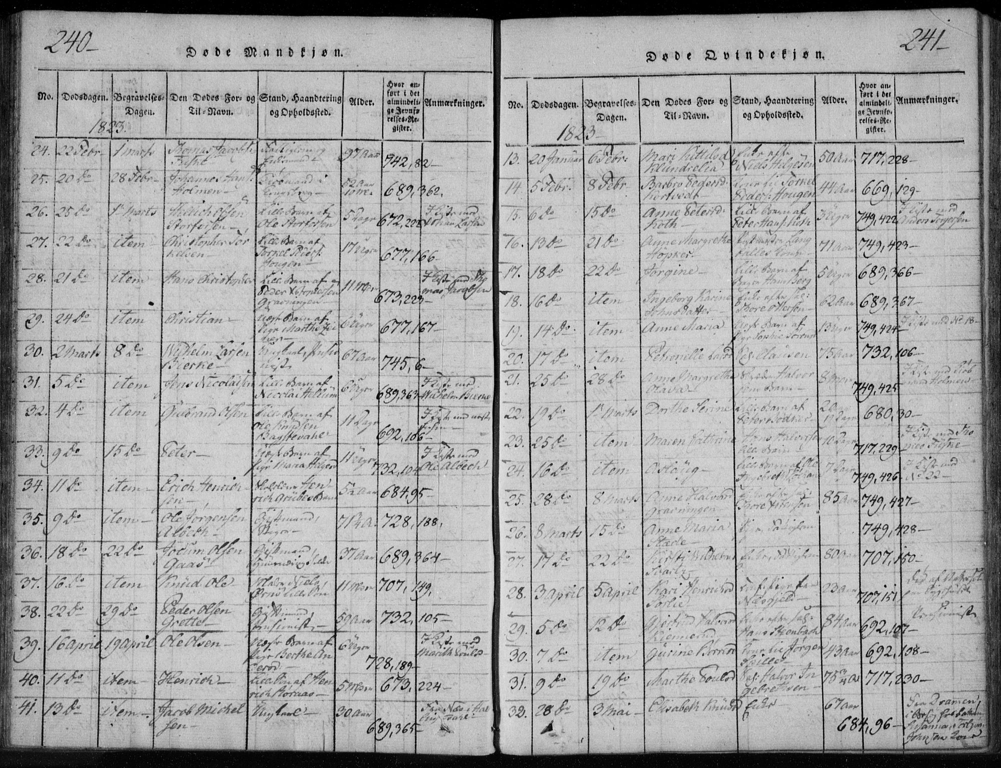 Kongsberg kirkebøker, AV/SAKO-A-22/F/Fa/L0008: Parish register (official) no. I 8, 1816-1839, p. 240-241