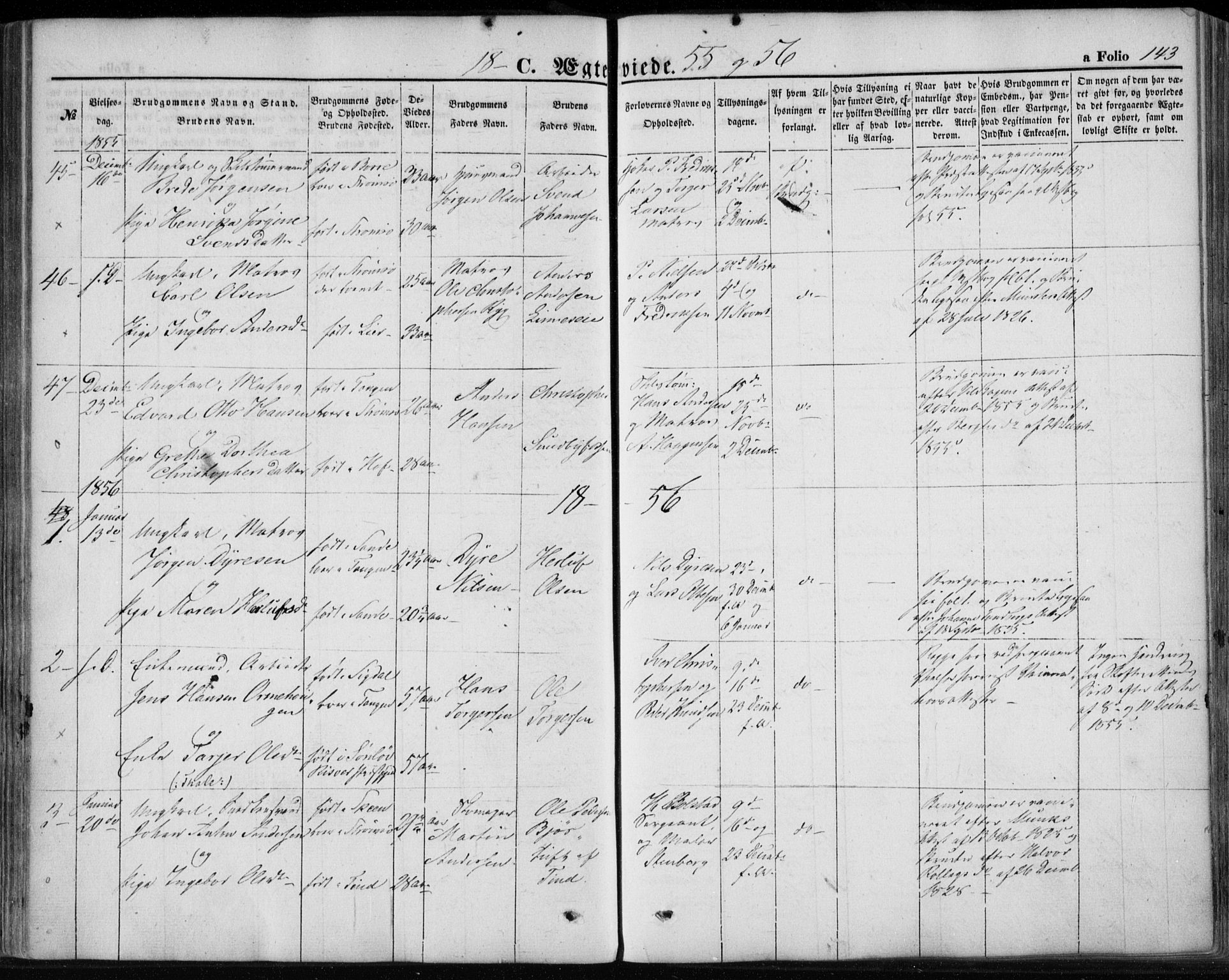 Strømsø kirkebøker, SAKO/A-246/F/Fa/L0017: Parish register (official) no. I 17, 1848-1865, p. 143