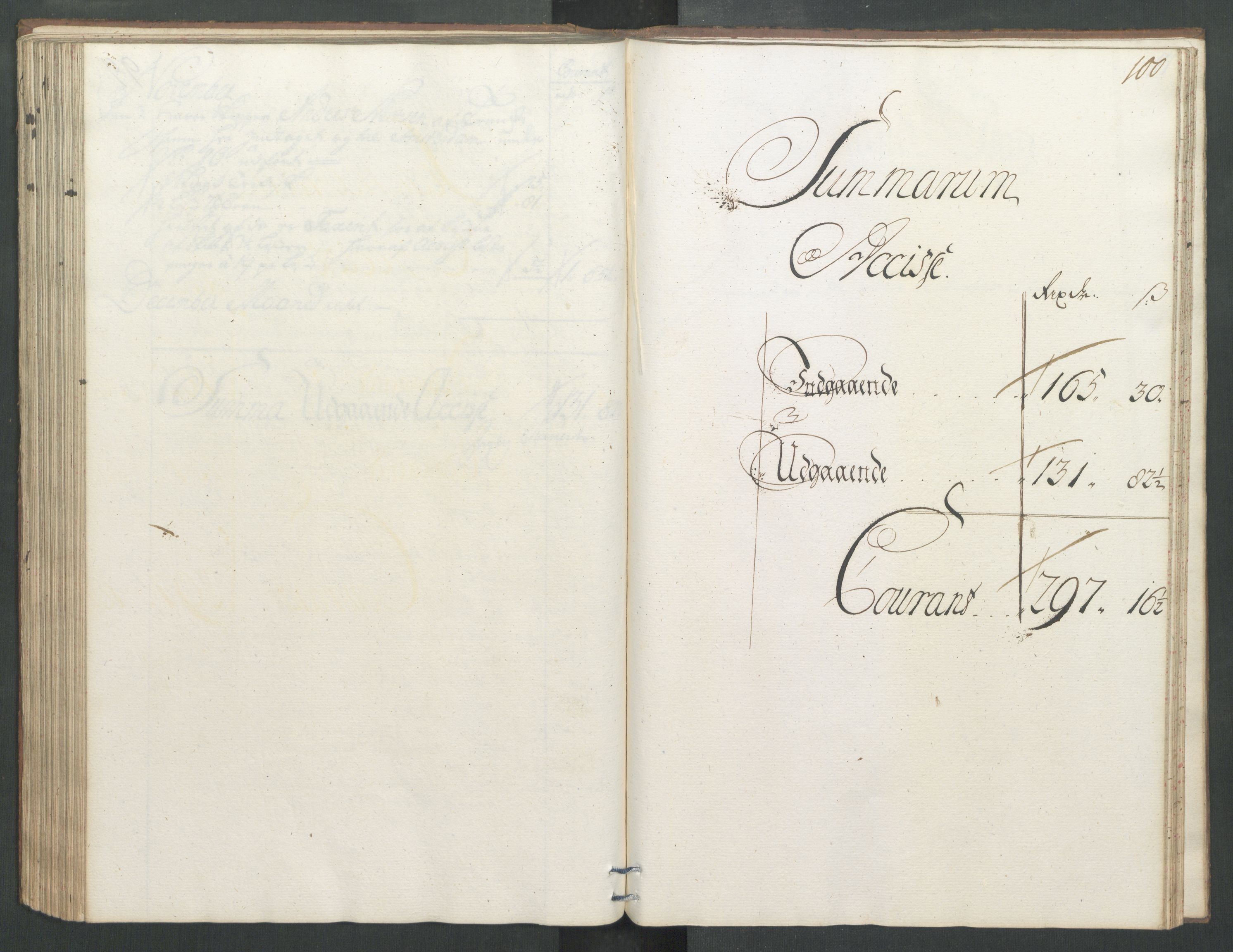 Generaltollkammeret, tollregnskaper, RA/EA-5490/R32/L0004/0001: Tollregnskaper Kristiansund / Hovedtollbok, 1731, p. 99b-100a