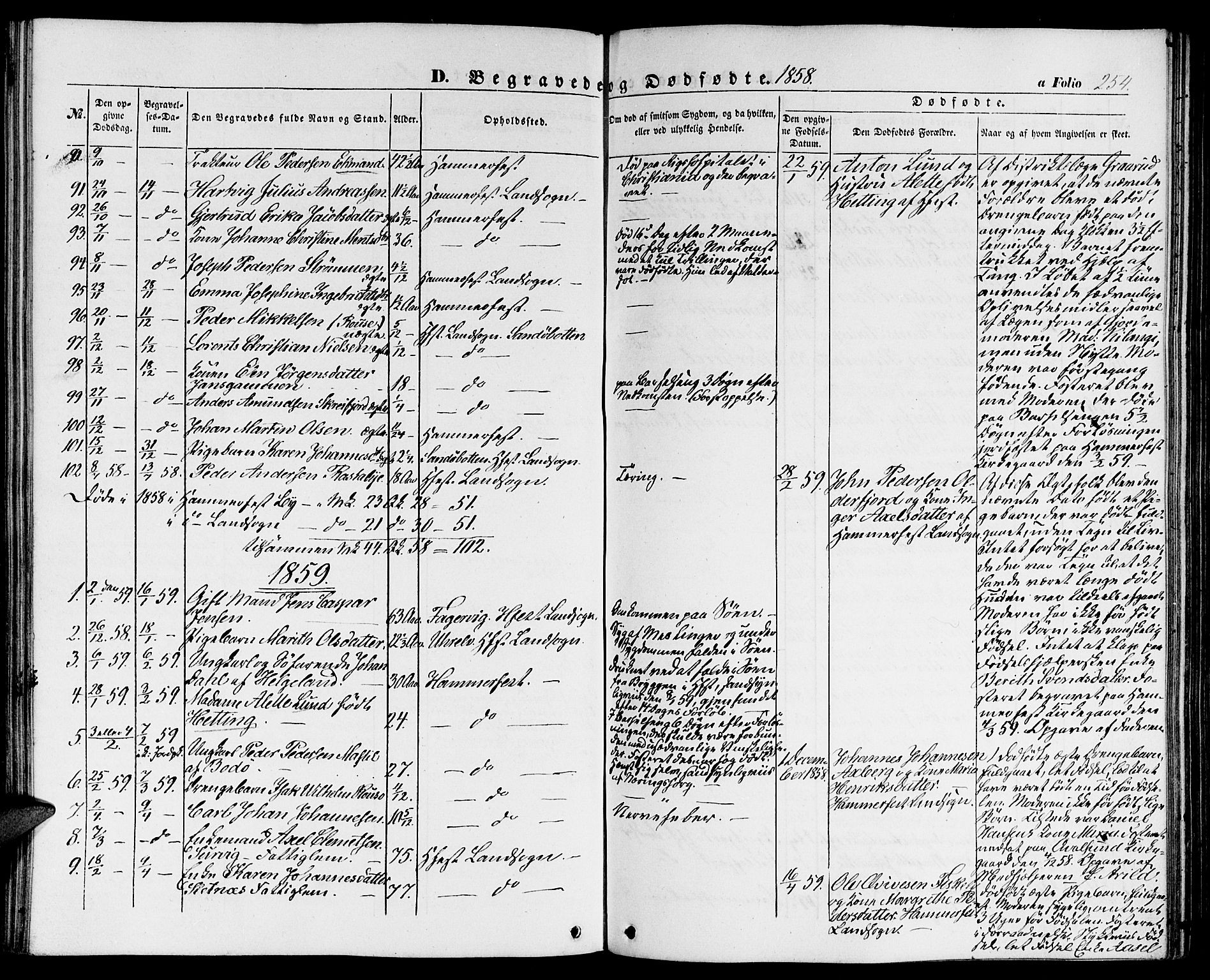 Hammerfest sokneprestkontor, AV/SATØ-S-1347/H/Hb/L0002.klokk: Parish register (copy) no. 2, 1851-1861, p. 254