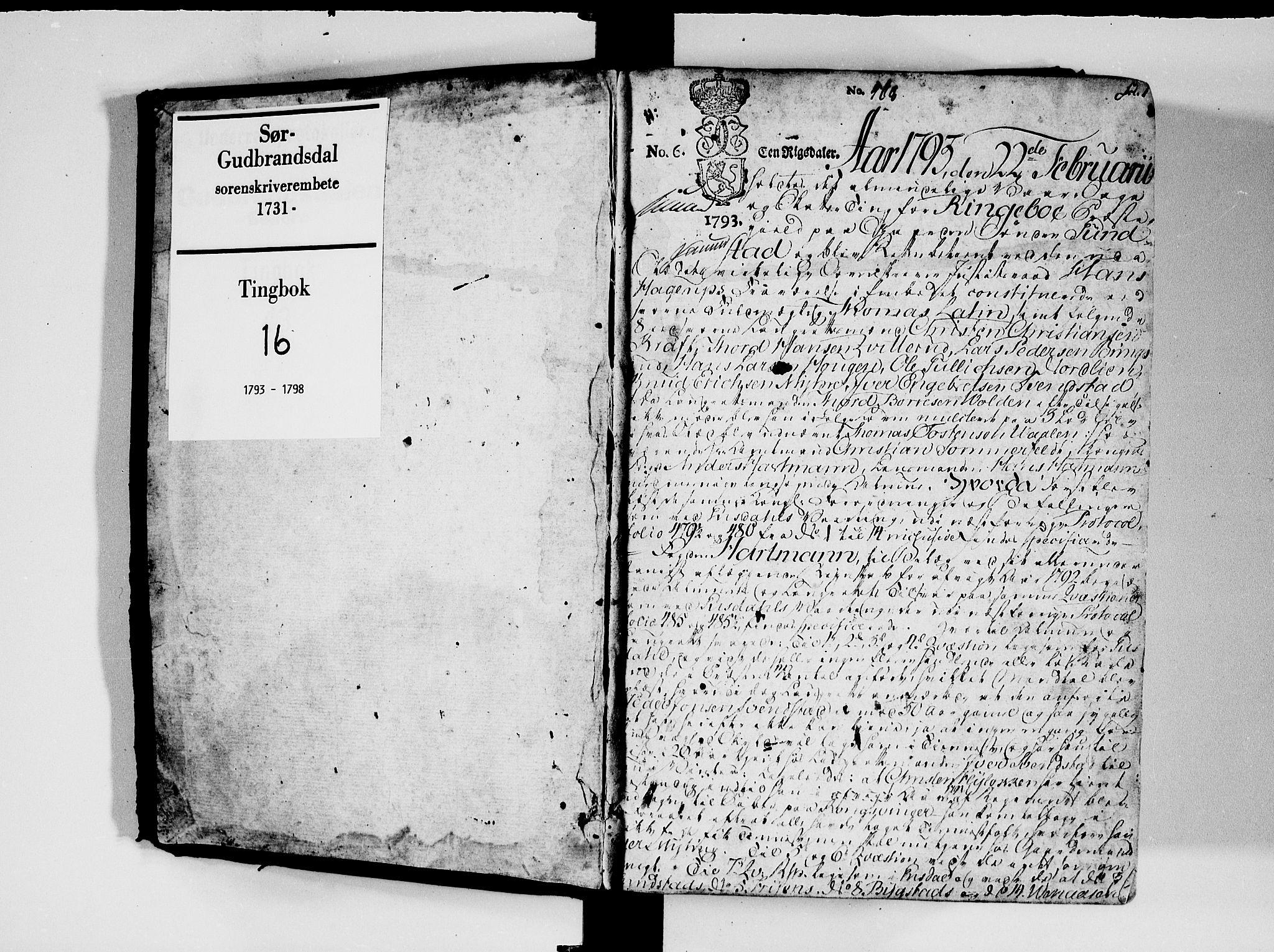 Sør-Gudbrandsdal tingrett, AV/SAH-TING-004/G/Gb/Gba/L0016: Tingbok, 1793-1798, p. 0b-1a