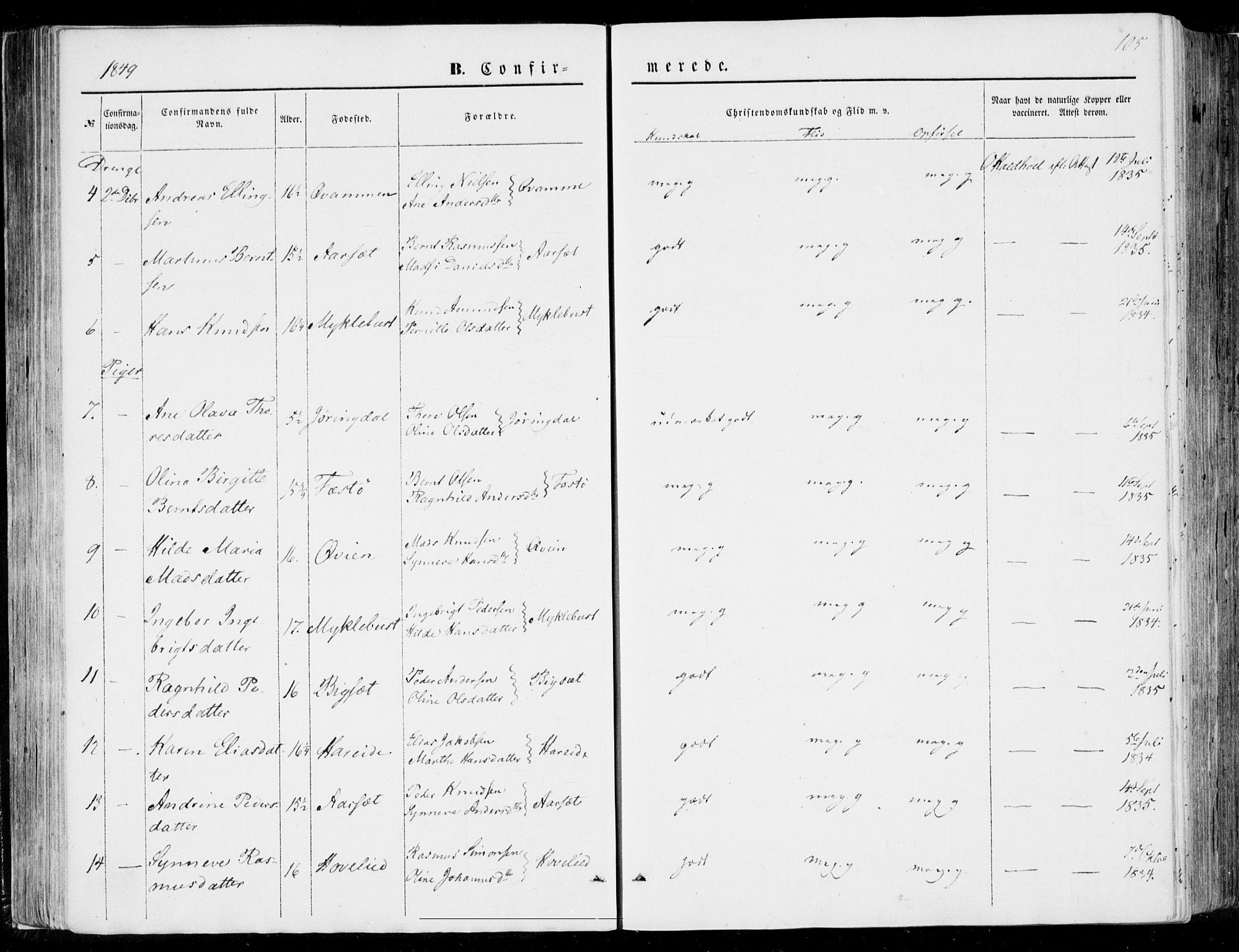 Ministerialprotokoller, klokkerbøker og fødselsregistre - Møre og Romsdal, SAT/A-1454/510/L0121: Parish register (official) no. 510A01, 1848-1877, p. 105