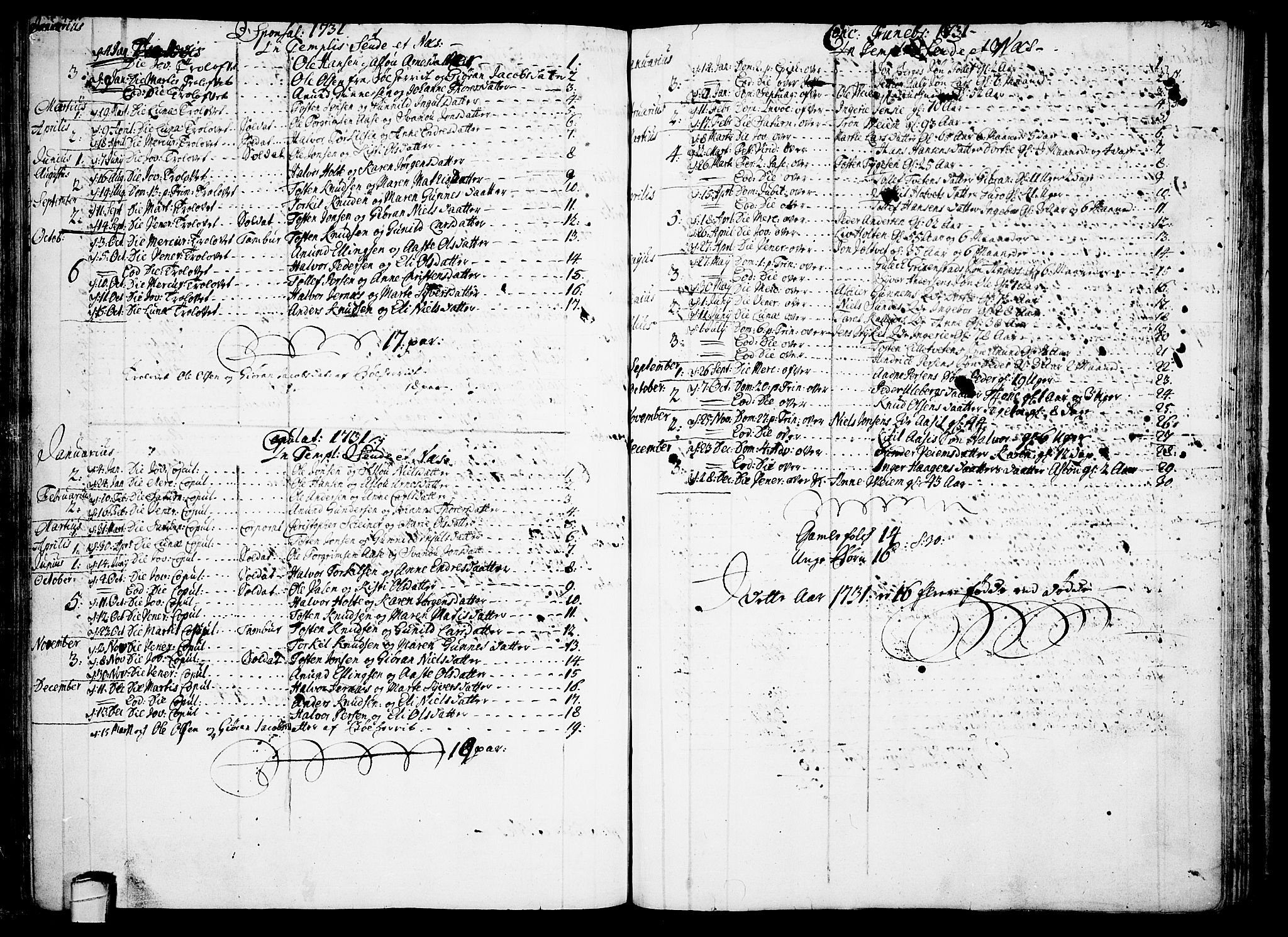 Sauherad kirkebøker, SAKO/A-298/F/Fa/L0003: Parish register (official) no. I 3, 1722-1766, p. 42-43