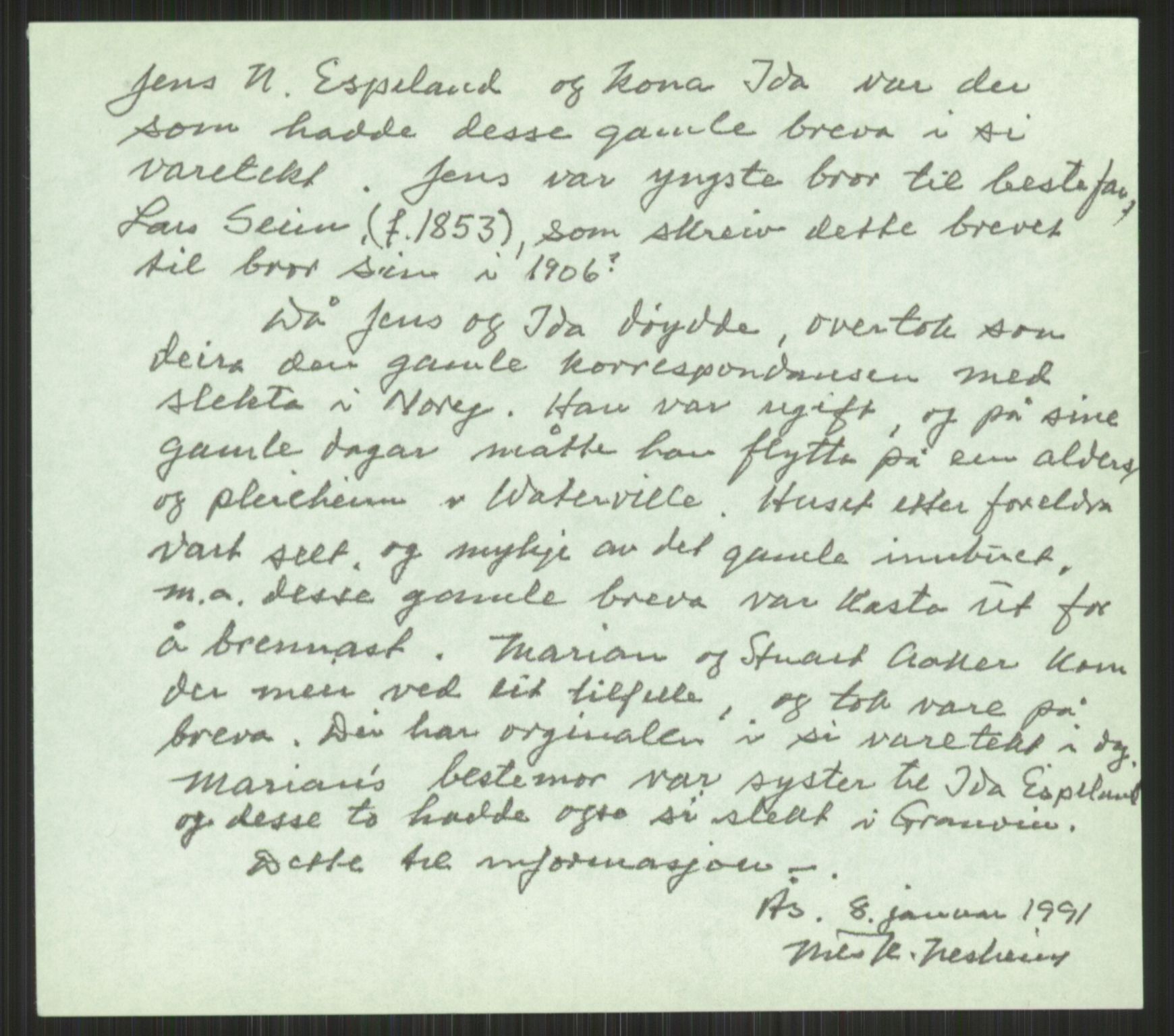 Samlinger til kildeutgivelse, Amerikabrevene, AV/RA-EA-4057/F/L0032: Innlån fra Hordaland: Nesheim - Øverland, 1838-1914, p. 113