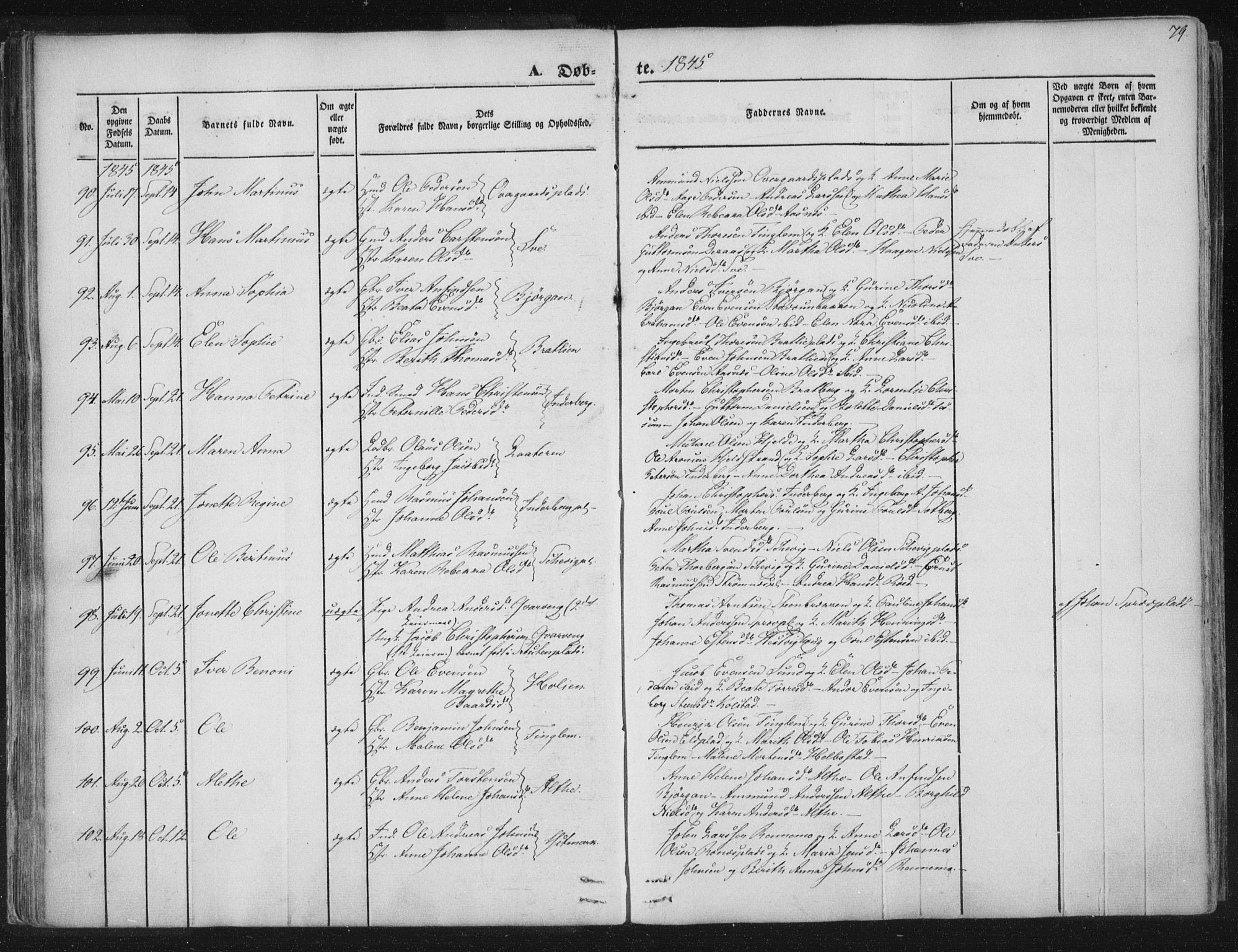 Ministerialprotokoller, klokkerbøker og fødselsregistre - Nord-Trøndelag, SAT/A-1458/741/L0392: Parish register (official) no. 741A06, 1836-1848, p. 79