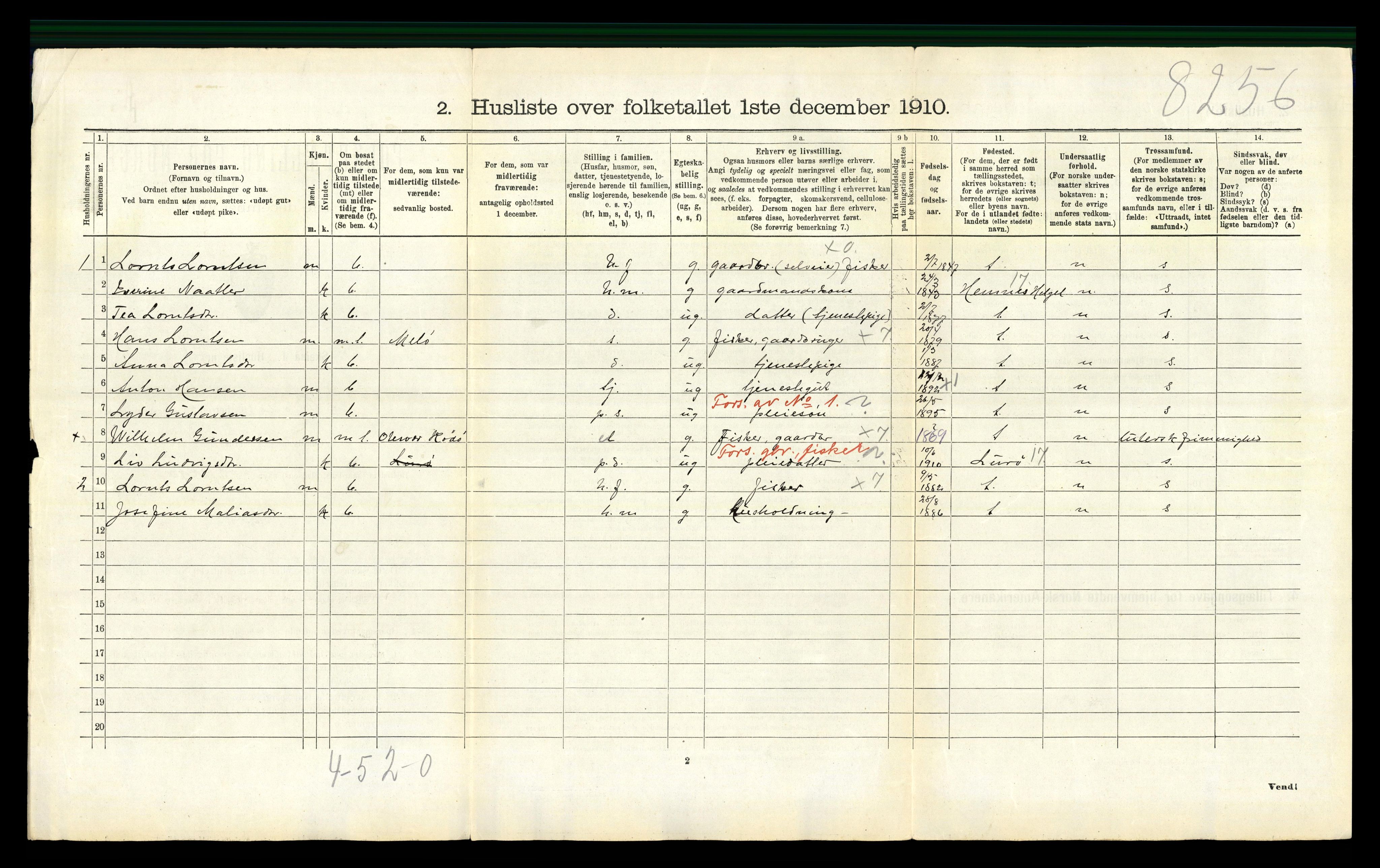 RA, 1910 census for Rødøy, 1910, p. 434