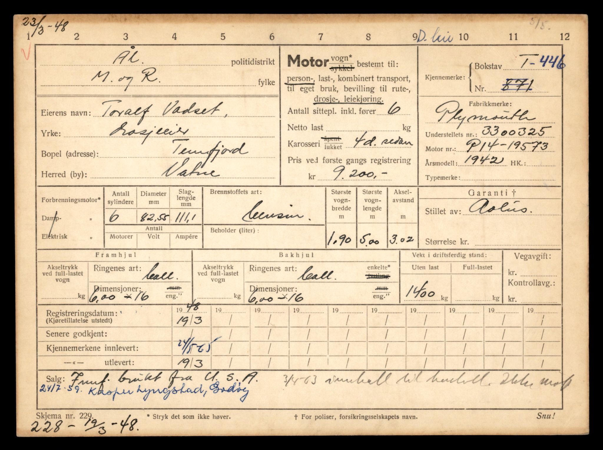 Møre og Romsdal vegkontor - Ålesund trafikkstasjon, AV/SAT-A-4099/F/Fe/L0005: Registreringskort for kjøretøy T 443 - T 546, 1927-1998, p. 2353